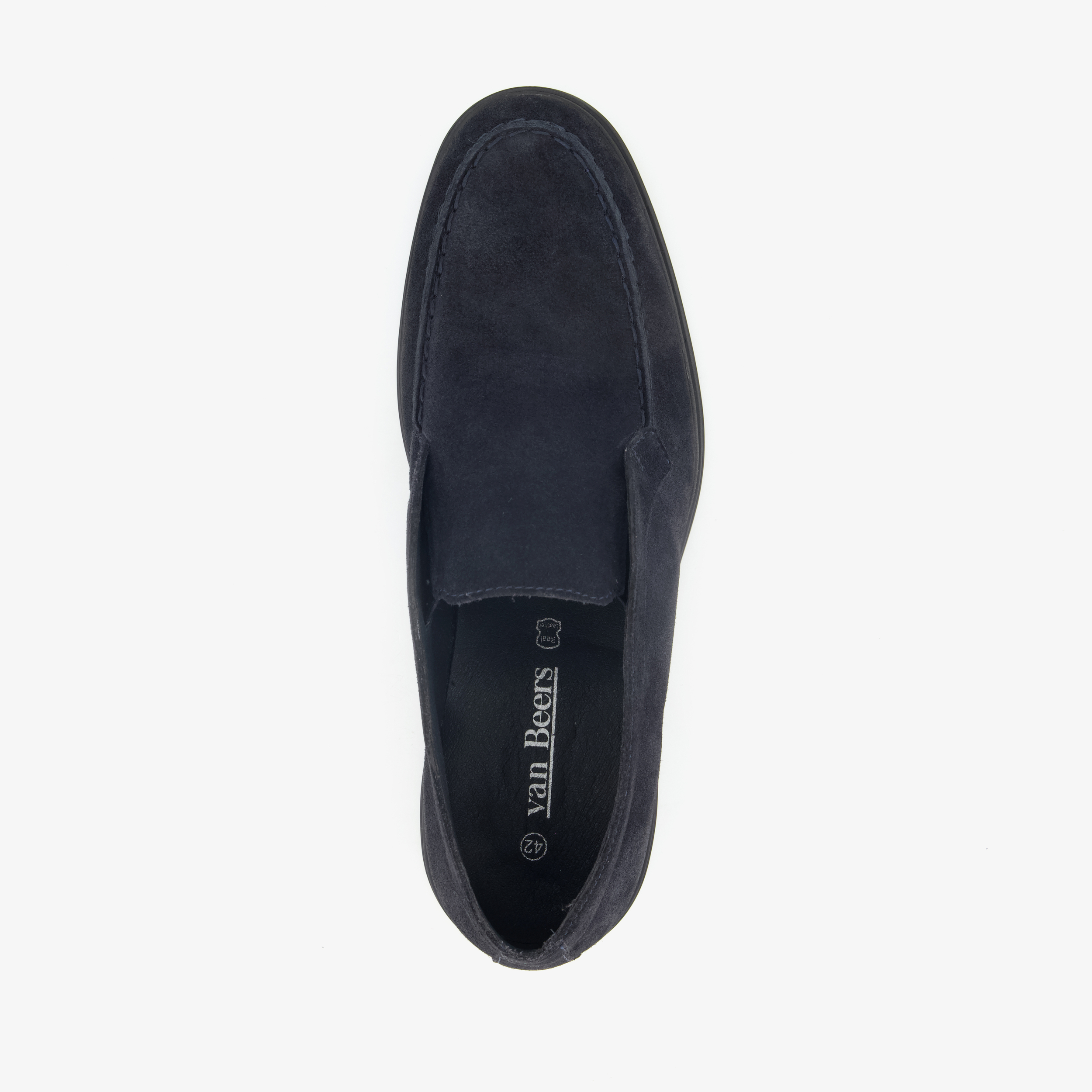 Van Beers suède heren instappers donkerblauw – foto 4