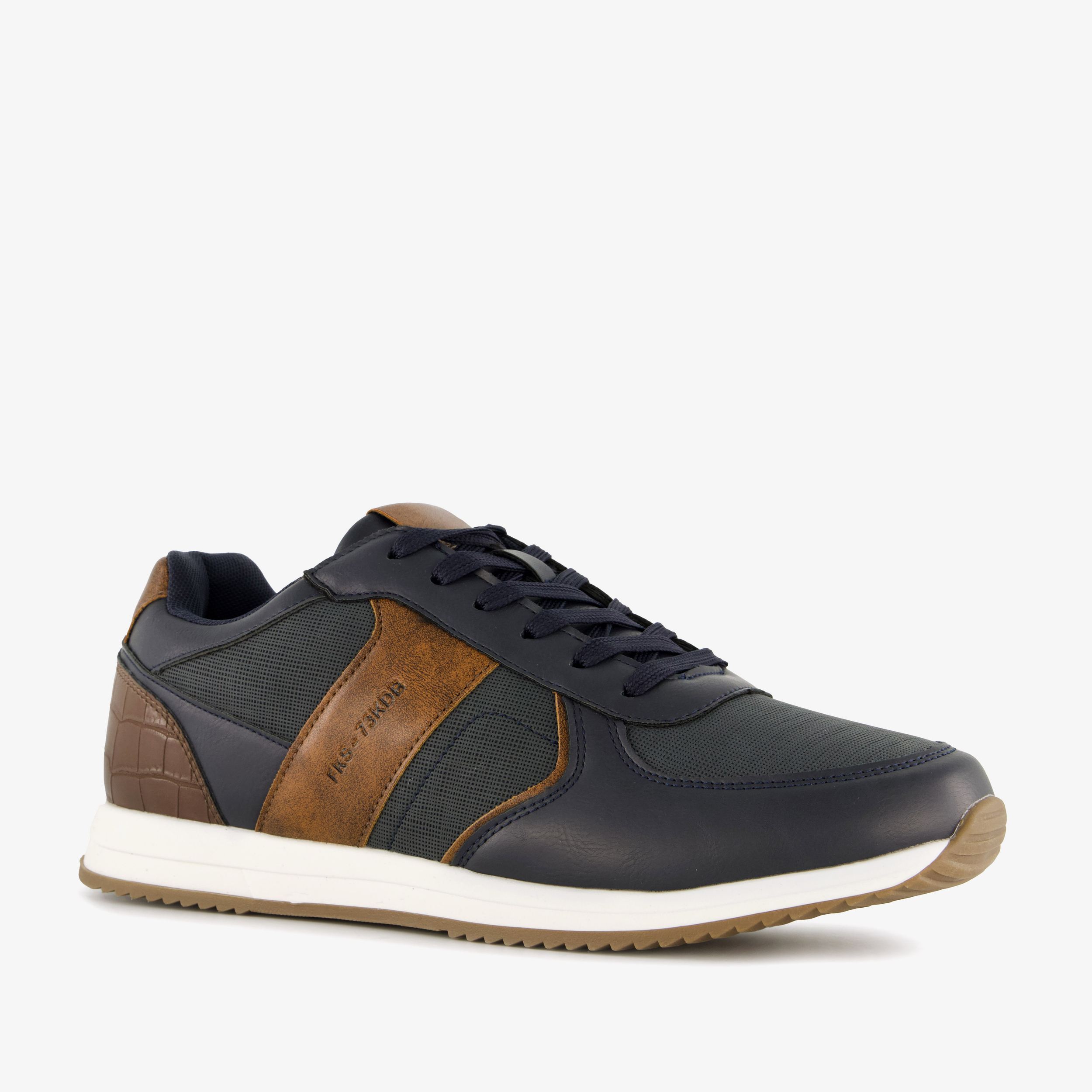 Blue Box heren sneakers blauw cognac