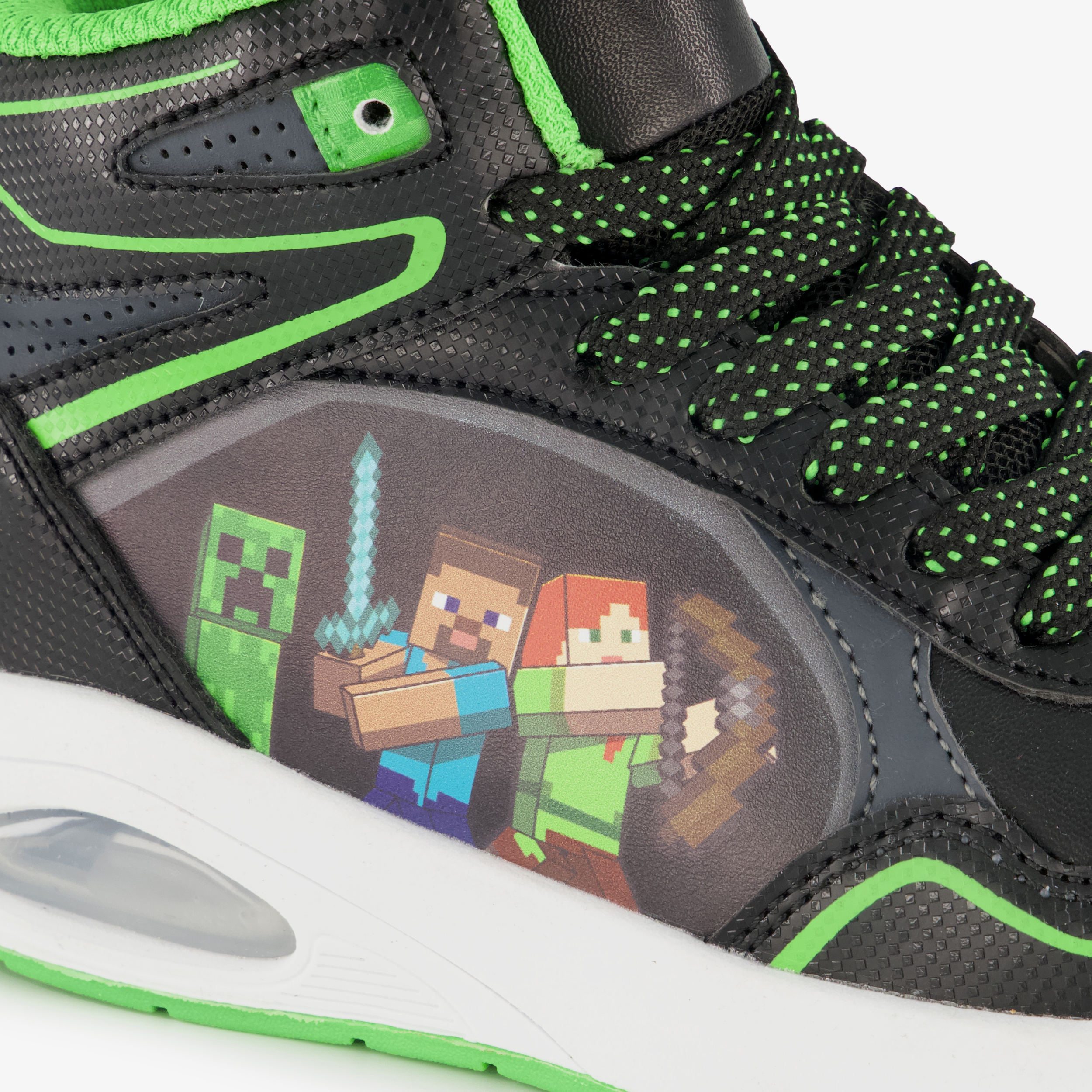 Minecraft hoge jongens sneakers met airzool zwart groen – foto 5