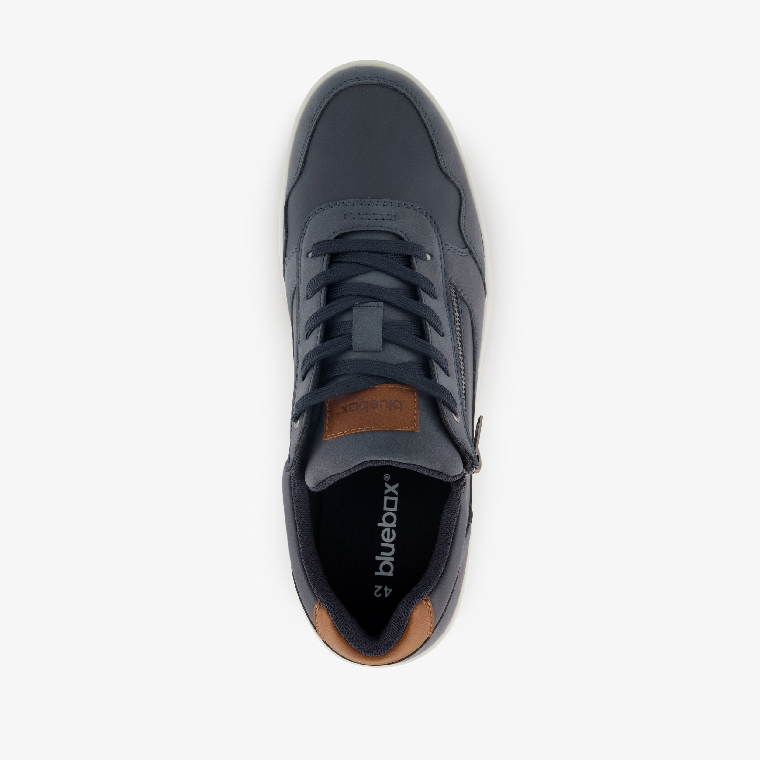 Blue Box heren sneakers blauw cognac – foto 3