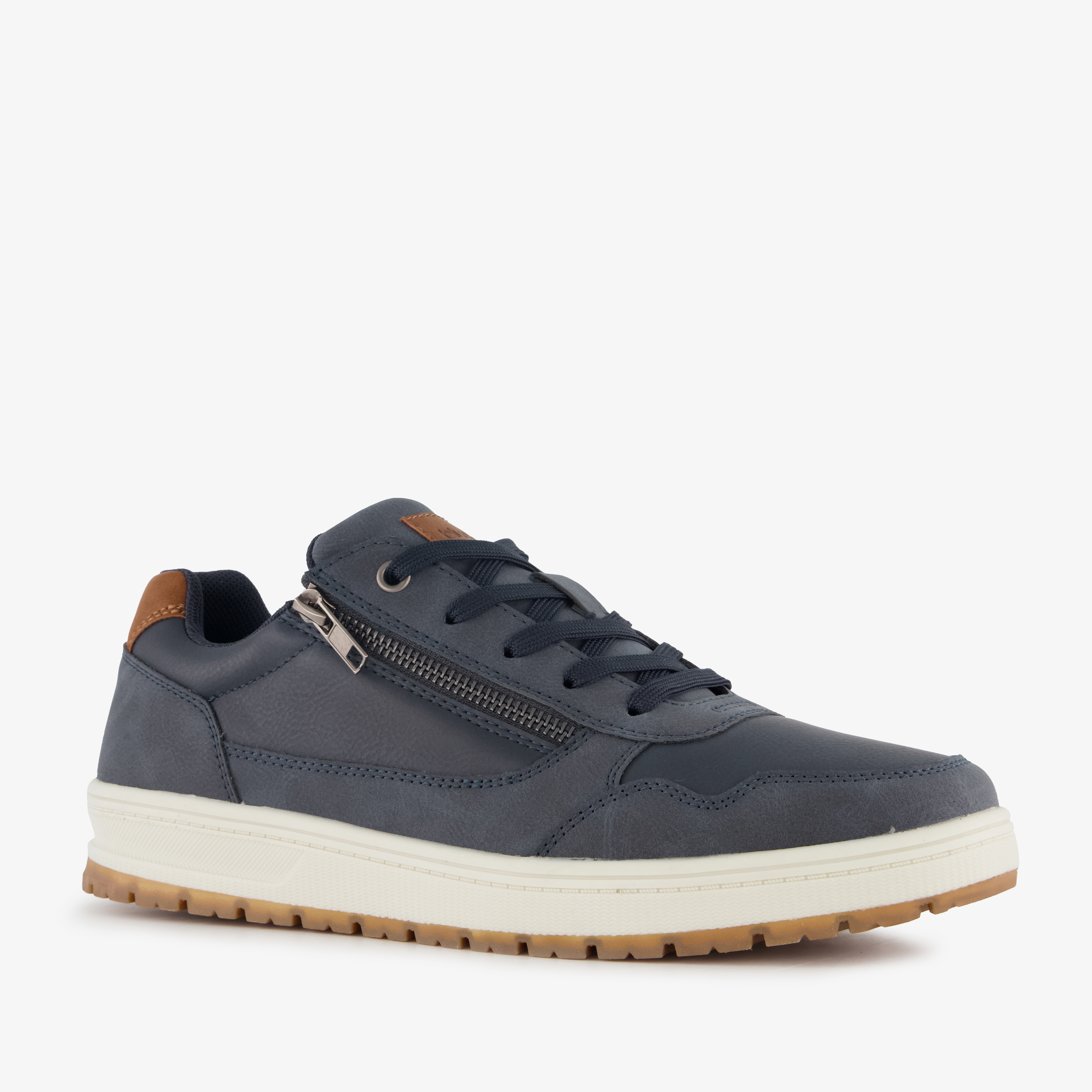 Blue Box heren sneakers blauw cognac