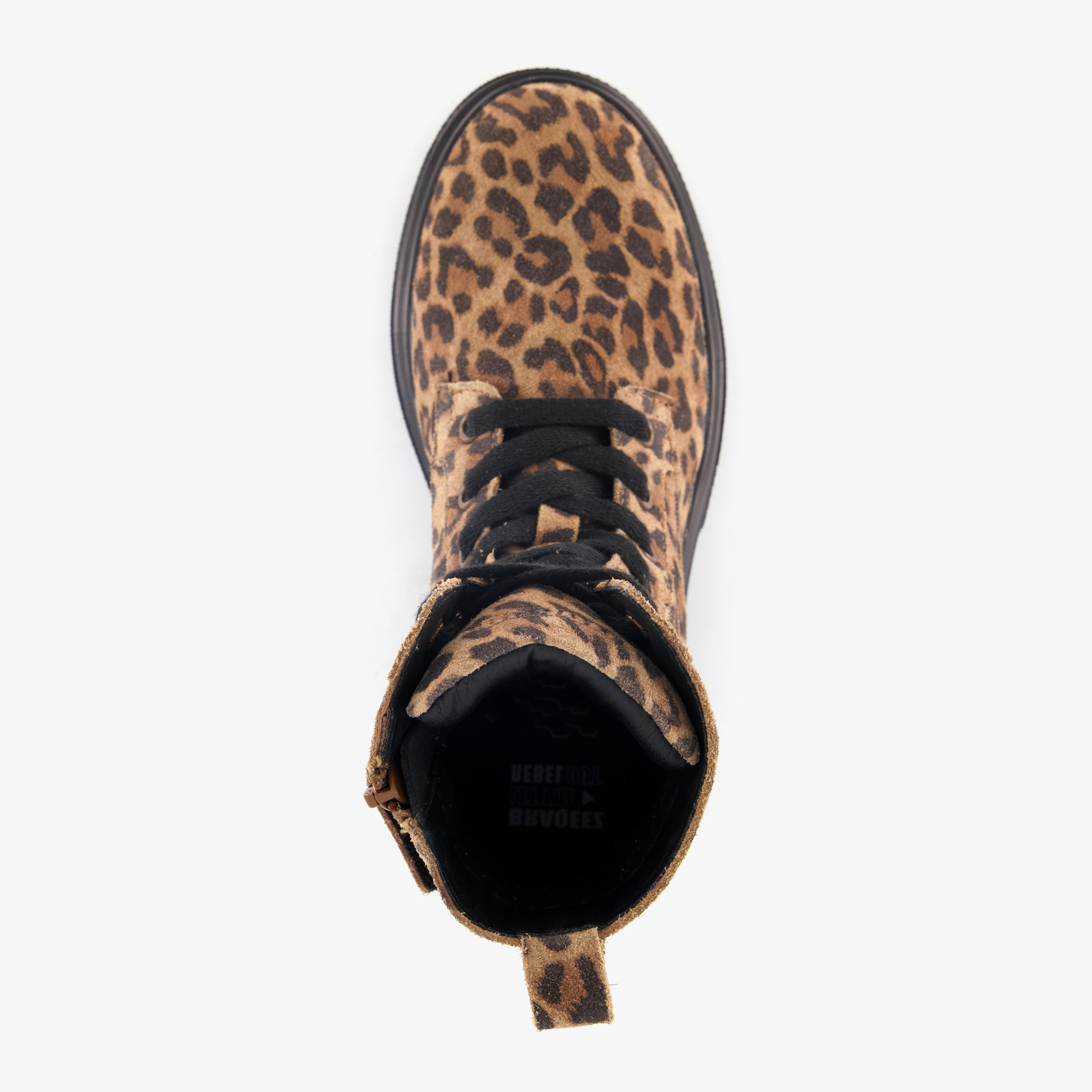 Braqeez suède meisjes veterboots met panterprint bruin – foto 4