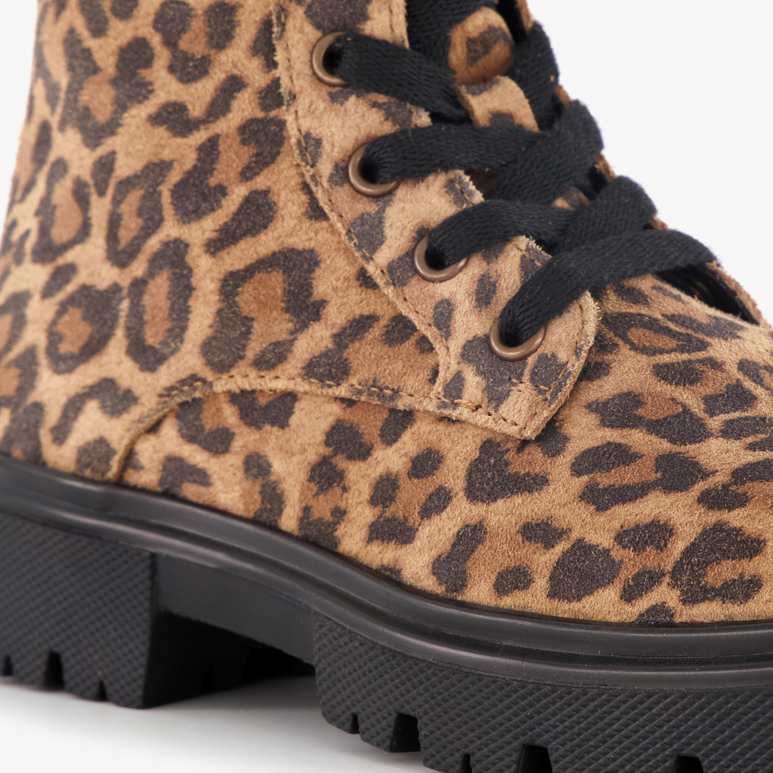 Braqeez suède meisjes veterboots met panterprint bruin – foto 5