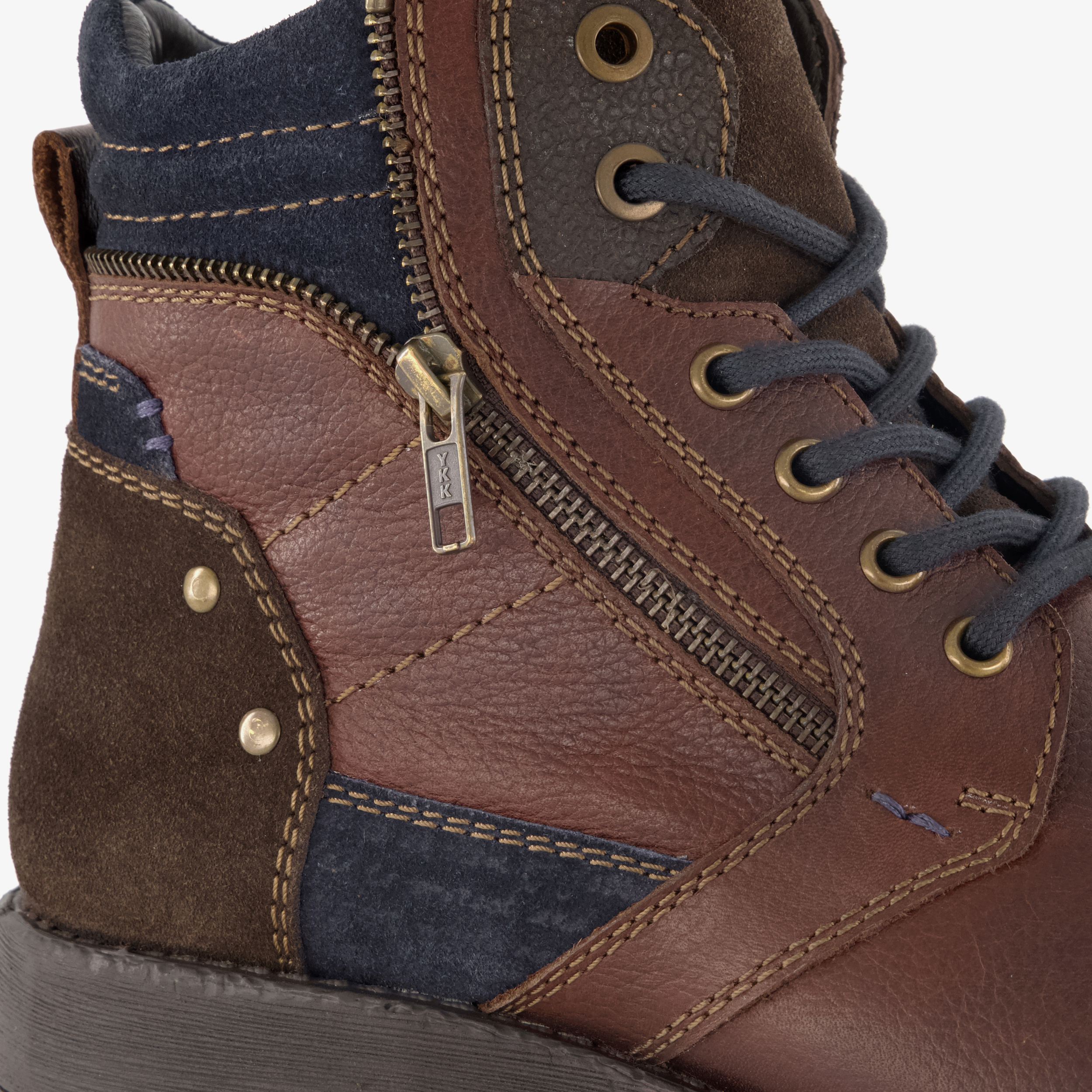 Van Beers leren veterboots bruin blauw heren – foto 5
