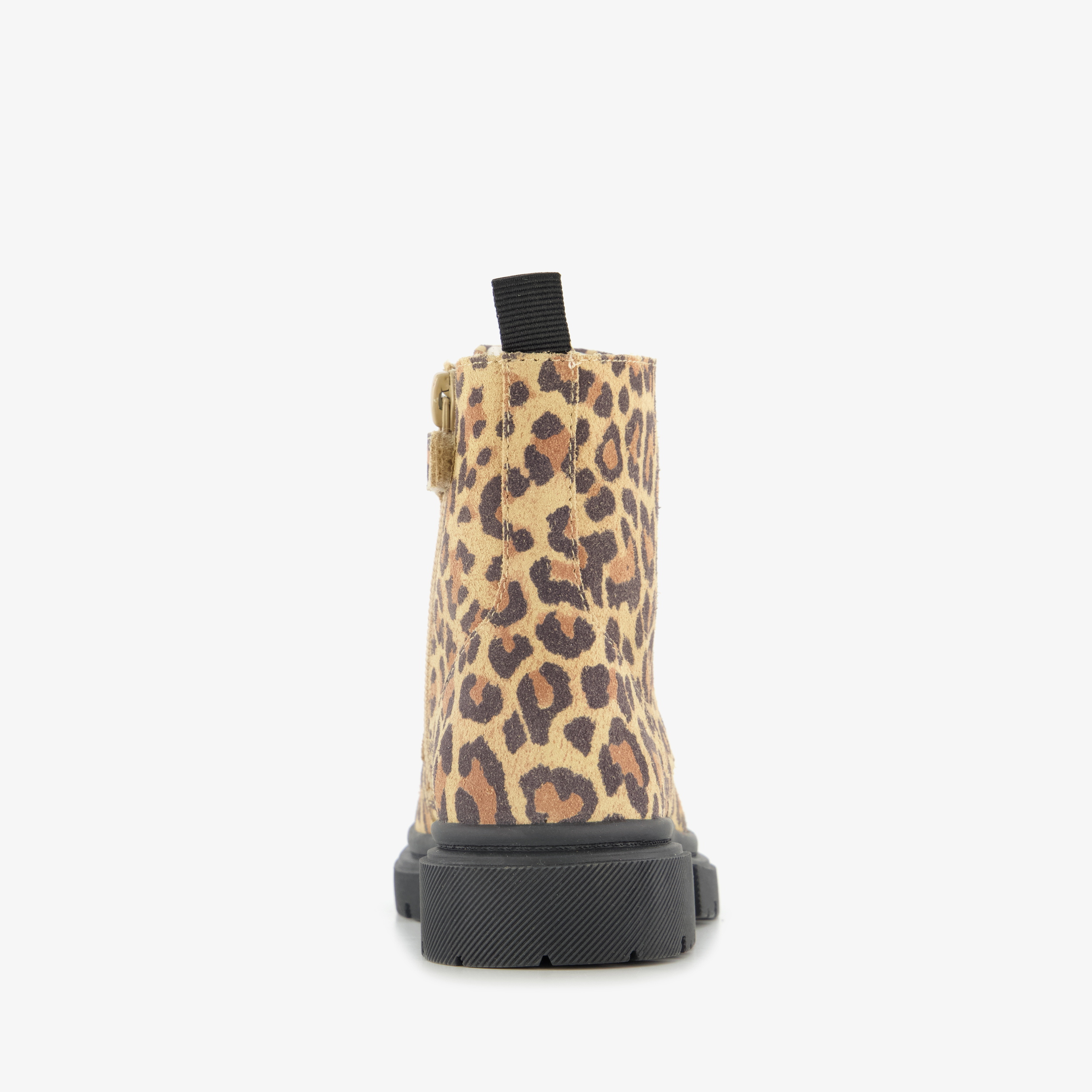 Stap suède meisjes veterboots met panterprint bruin – foto 2