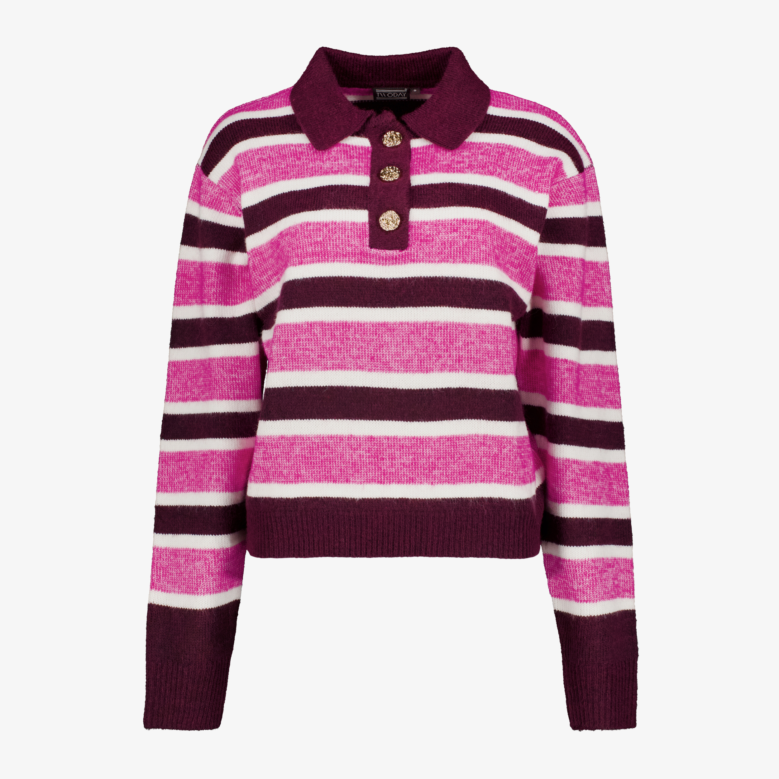 TwoDay gestreepte dames polo trui roze truien & vesten