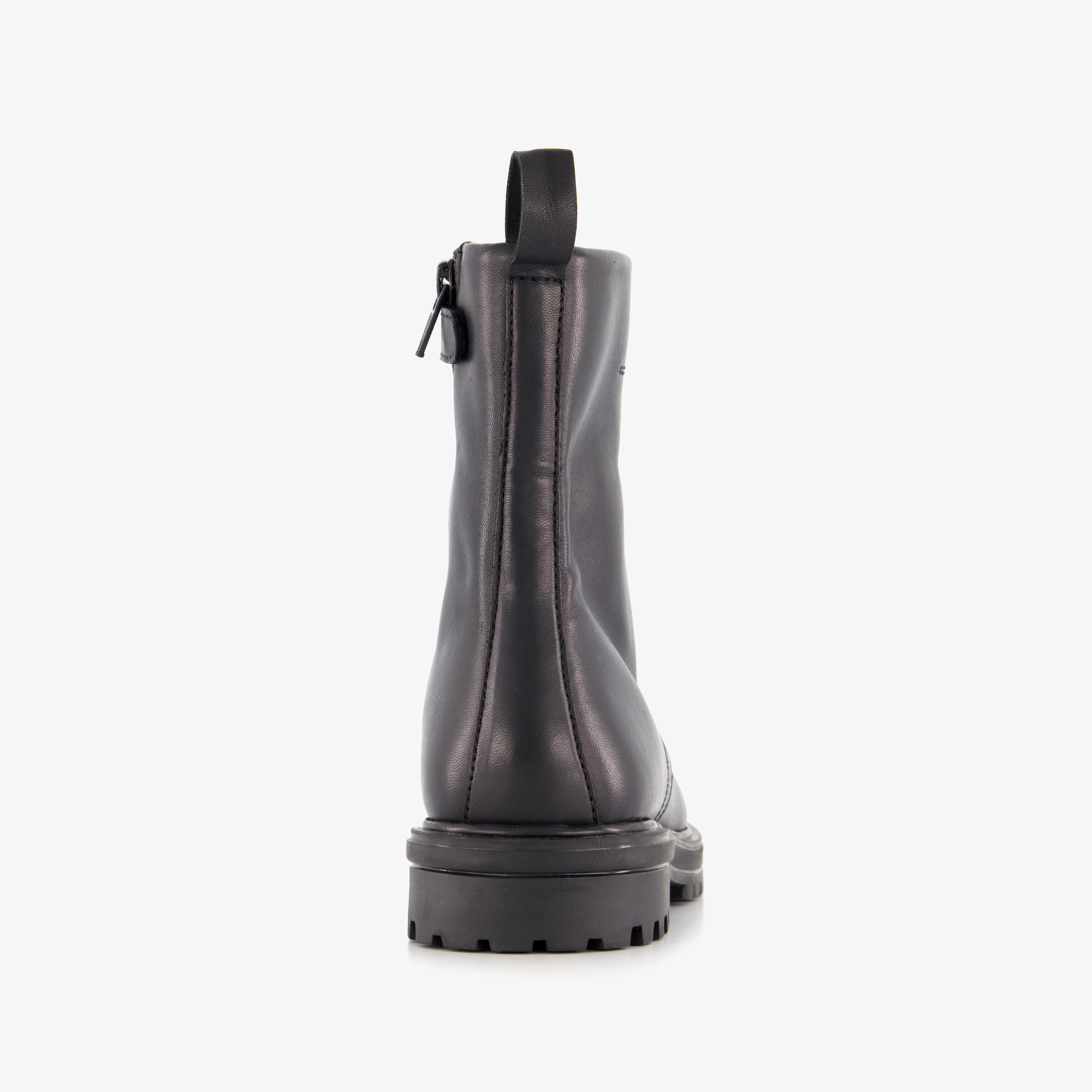 Groot leren meisjes veterboots met luipaard details zwart – foto 2