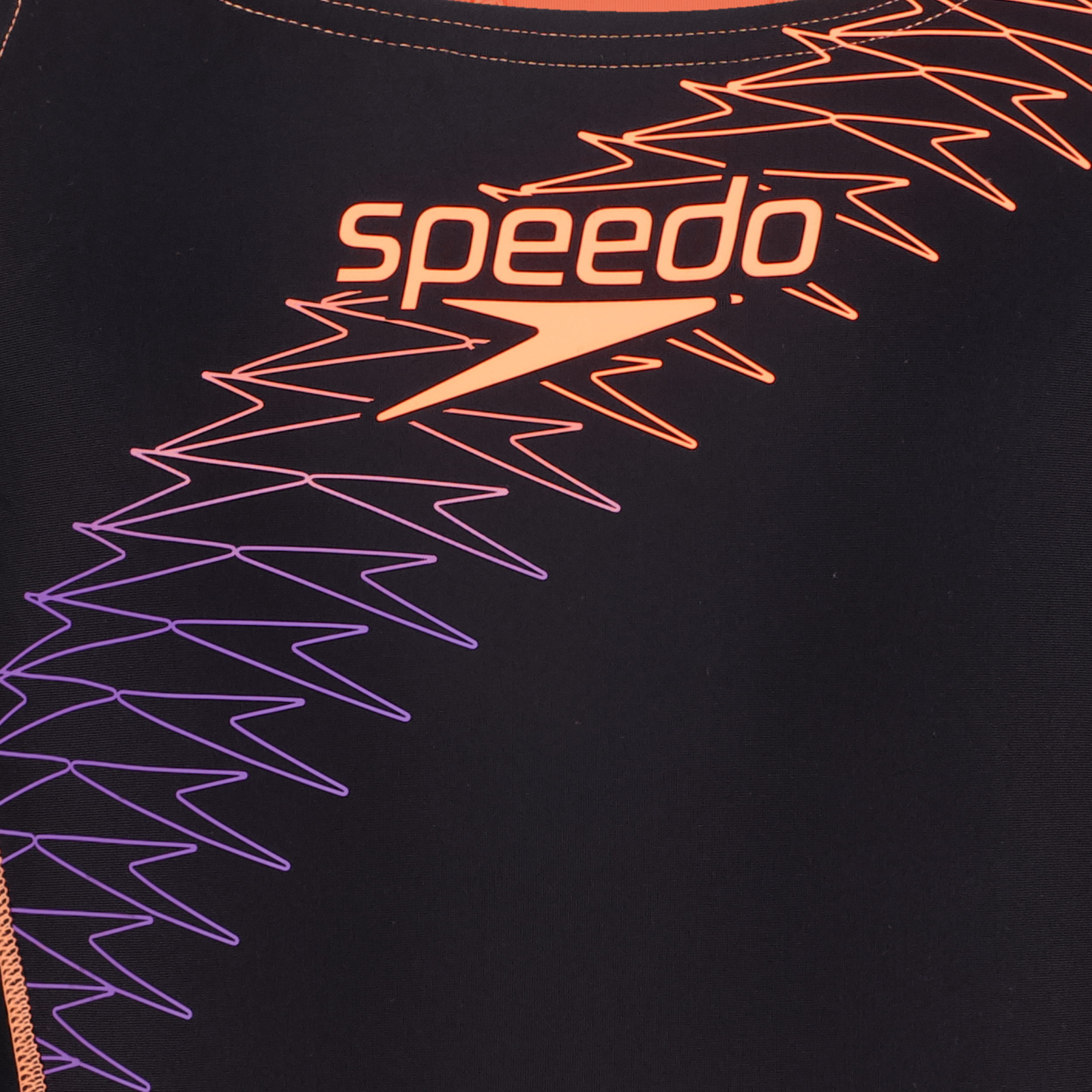 Speedo Eco Medley Logo Medalist meisjes badpak zwart oranje badmode – foto 2