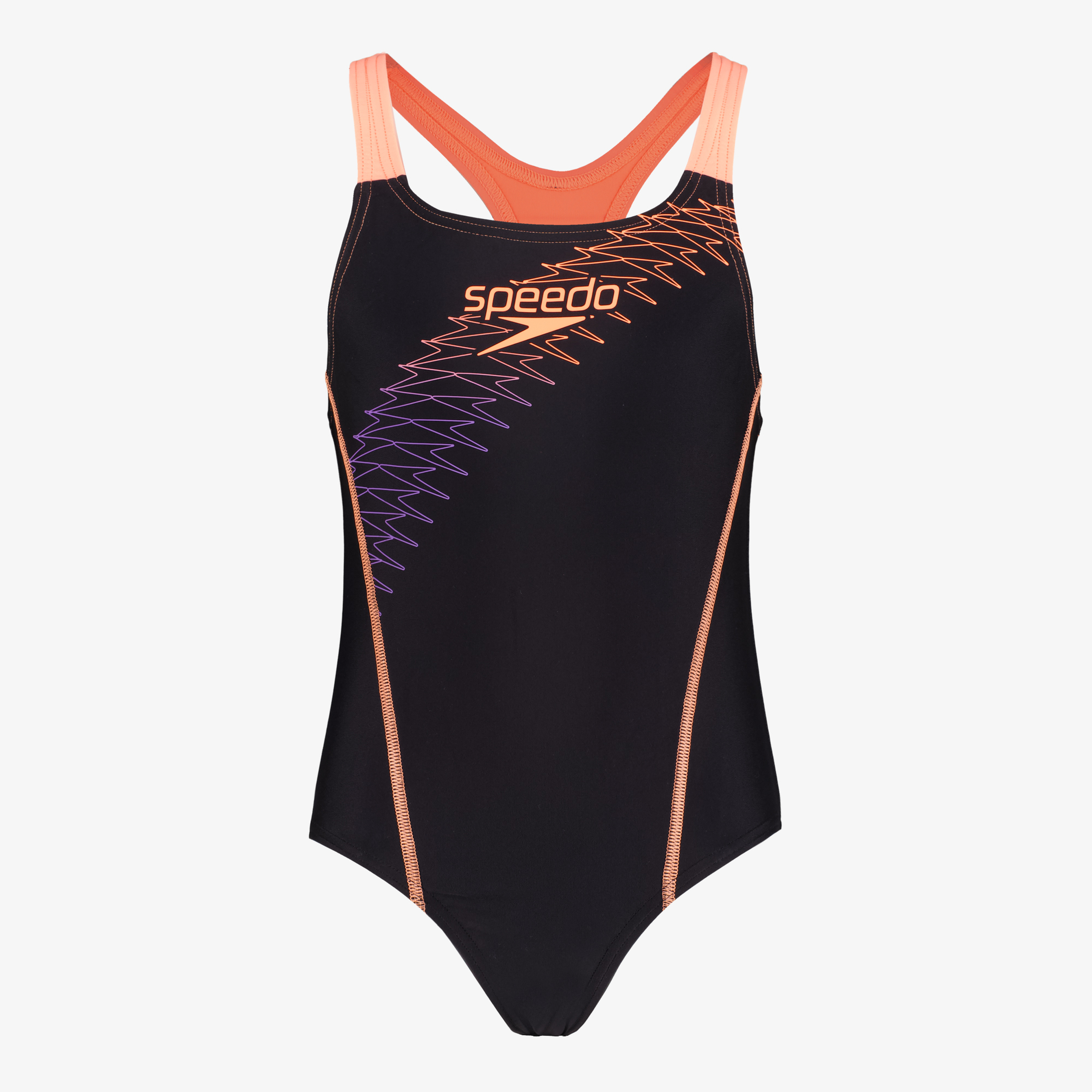 Speedo Eco Medley Logo Medalist meisjes badpak zwart oranje badmode
