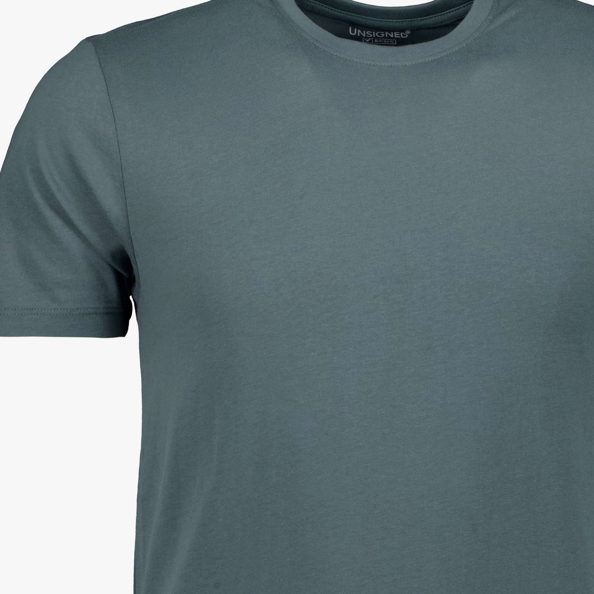 Unsigned heren T-shirt blauw-groen katoen ronde hals t-shirts & tops – foto 2
