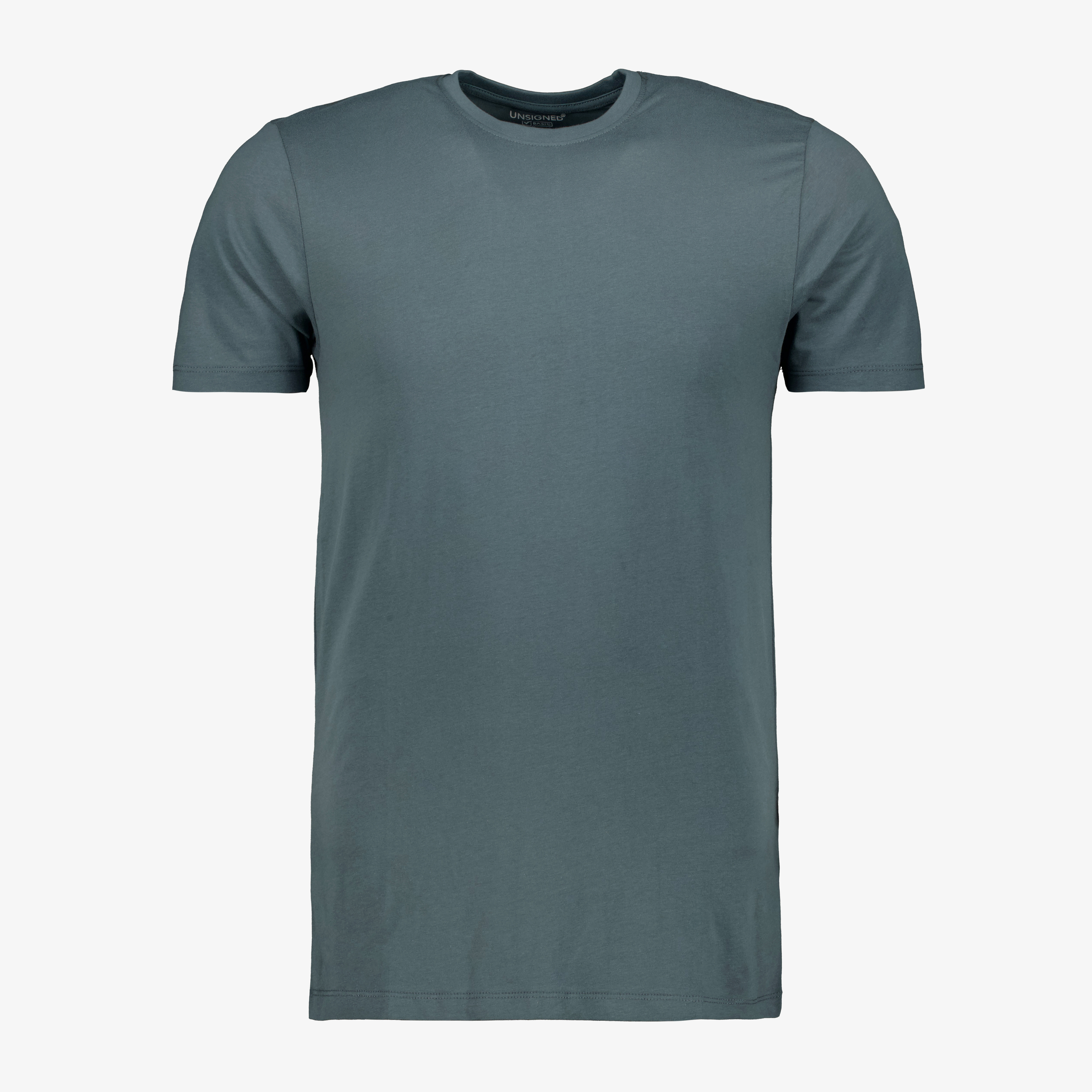 Unsigned heren T-shirt blauw-groen katoen ronde hals t-shirts & tops