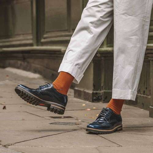 Men s Black Leather Woburn Hi Shine Brogue Shoes Base London Black