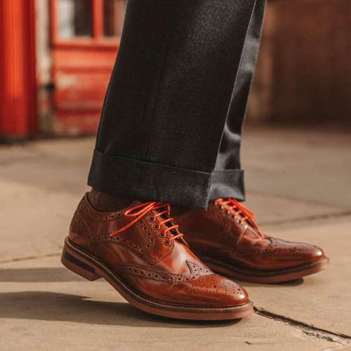 Men s Black Leather Woburn Hi Shine Brogue Shoes Base London Black