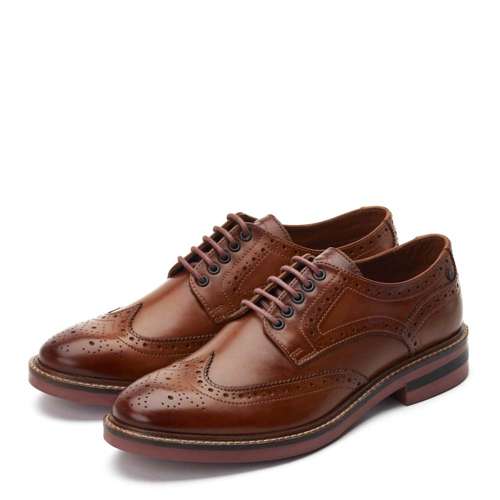 Men s Tan Leather Woburn Hi Shine Brogue Shoes Base London Tan