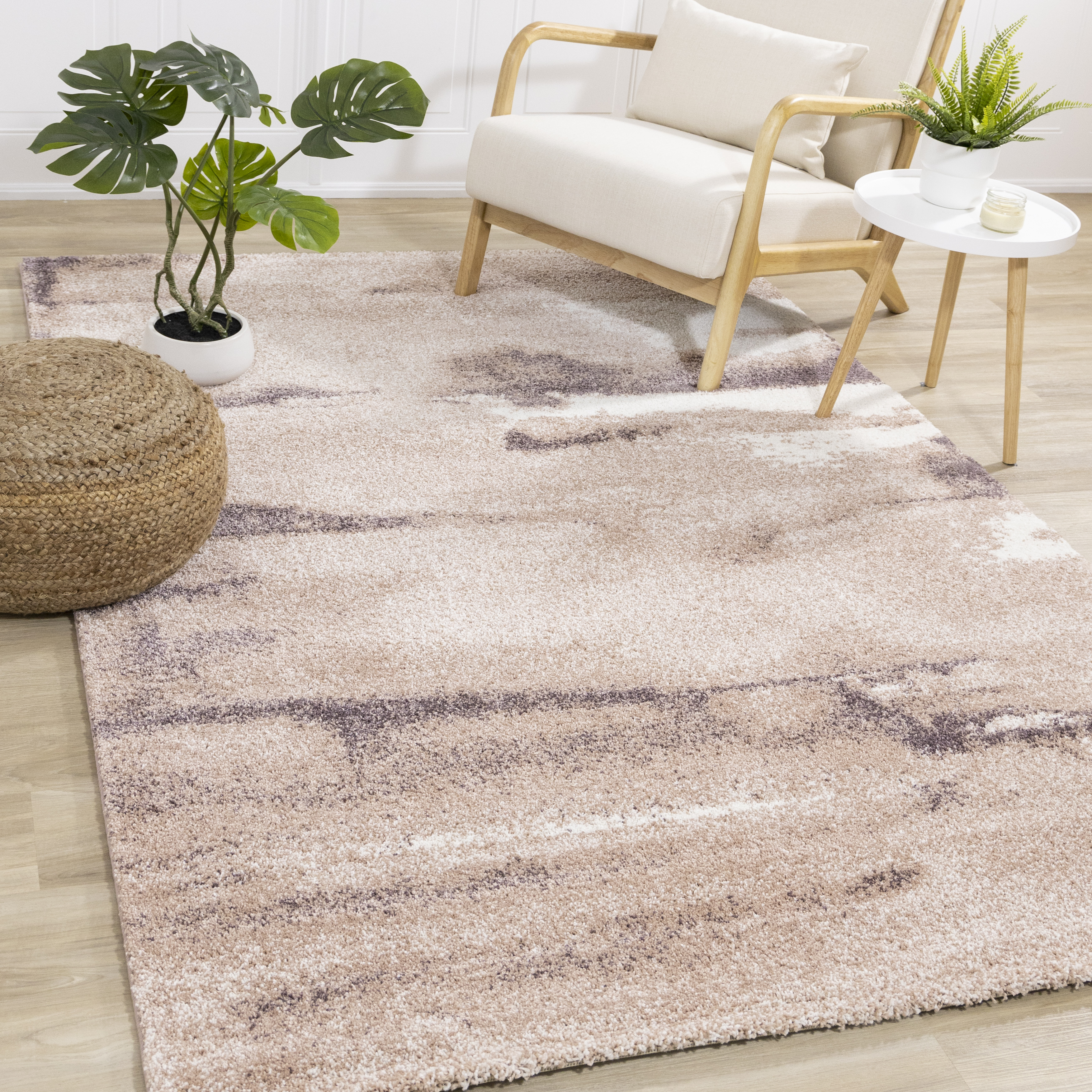 Sable Pink Purple Cream Sunset Cloud Sky Rug, 5'3" x 7'7"