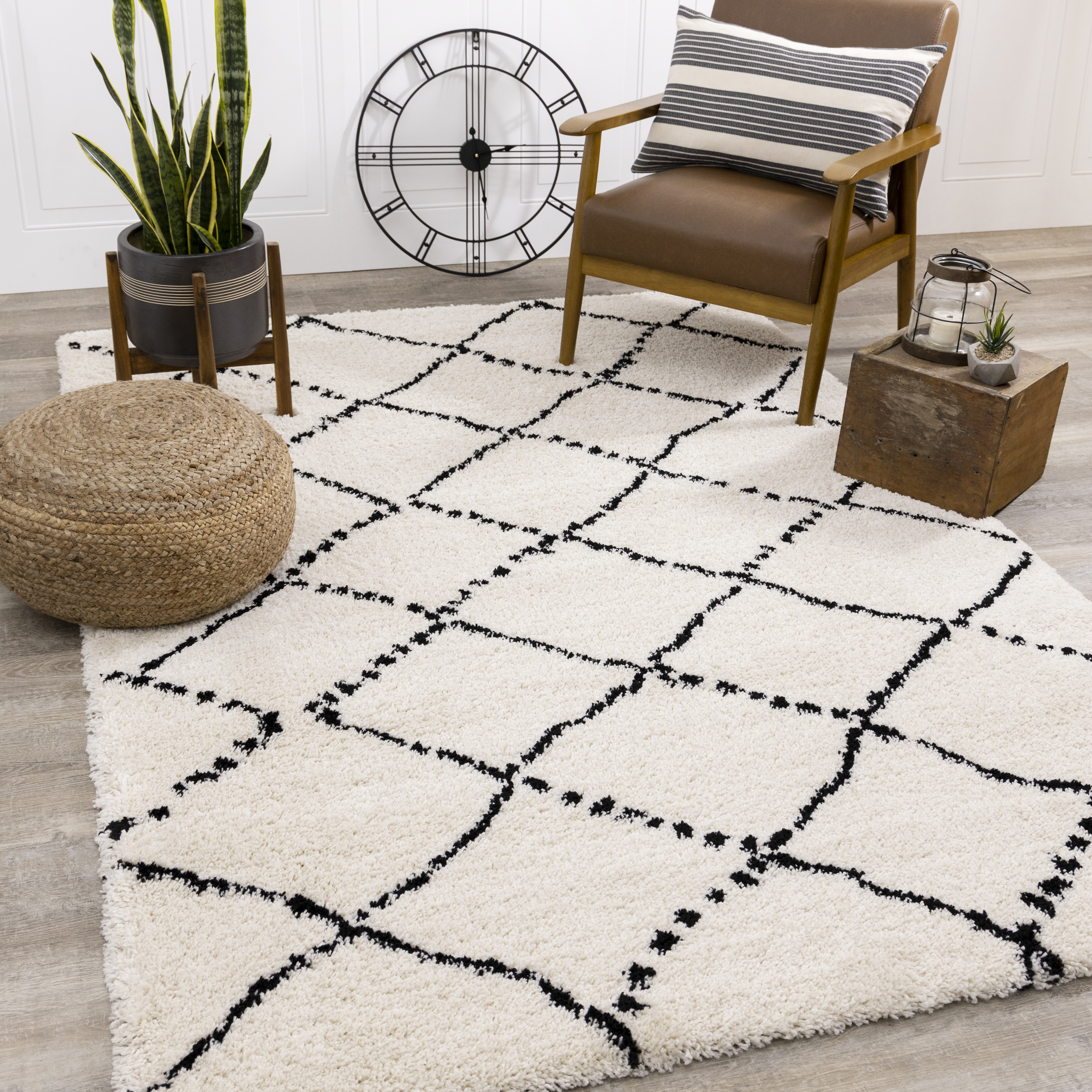 Maroq Black White Diamonds Soft Touch Rug, 2'0" x 3'7"