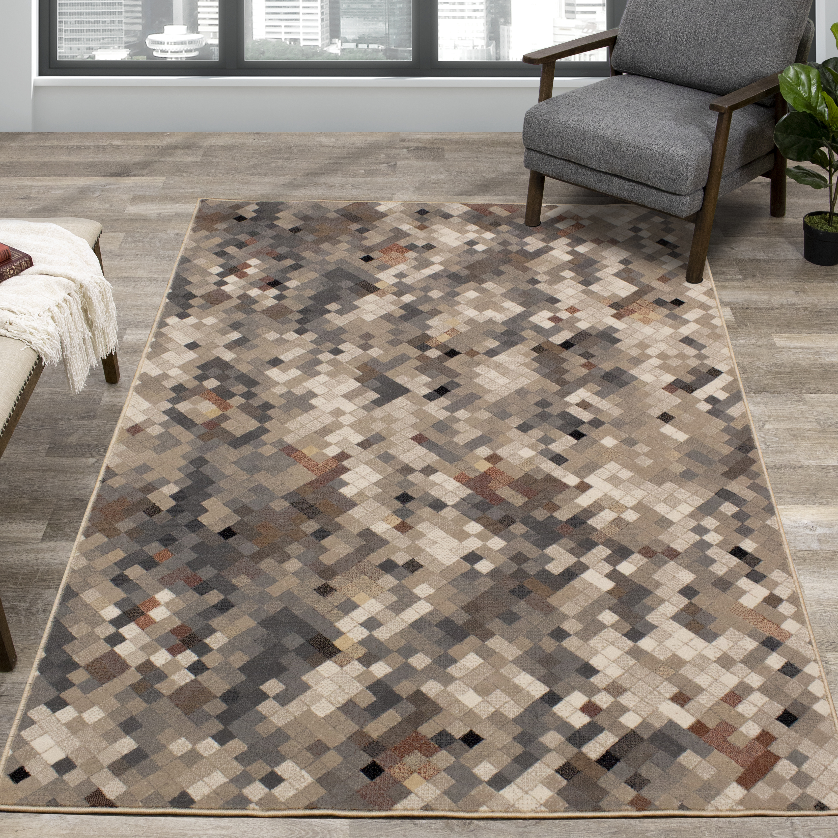 Abbey 33012 Grey Beige Orange 5 x 8