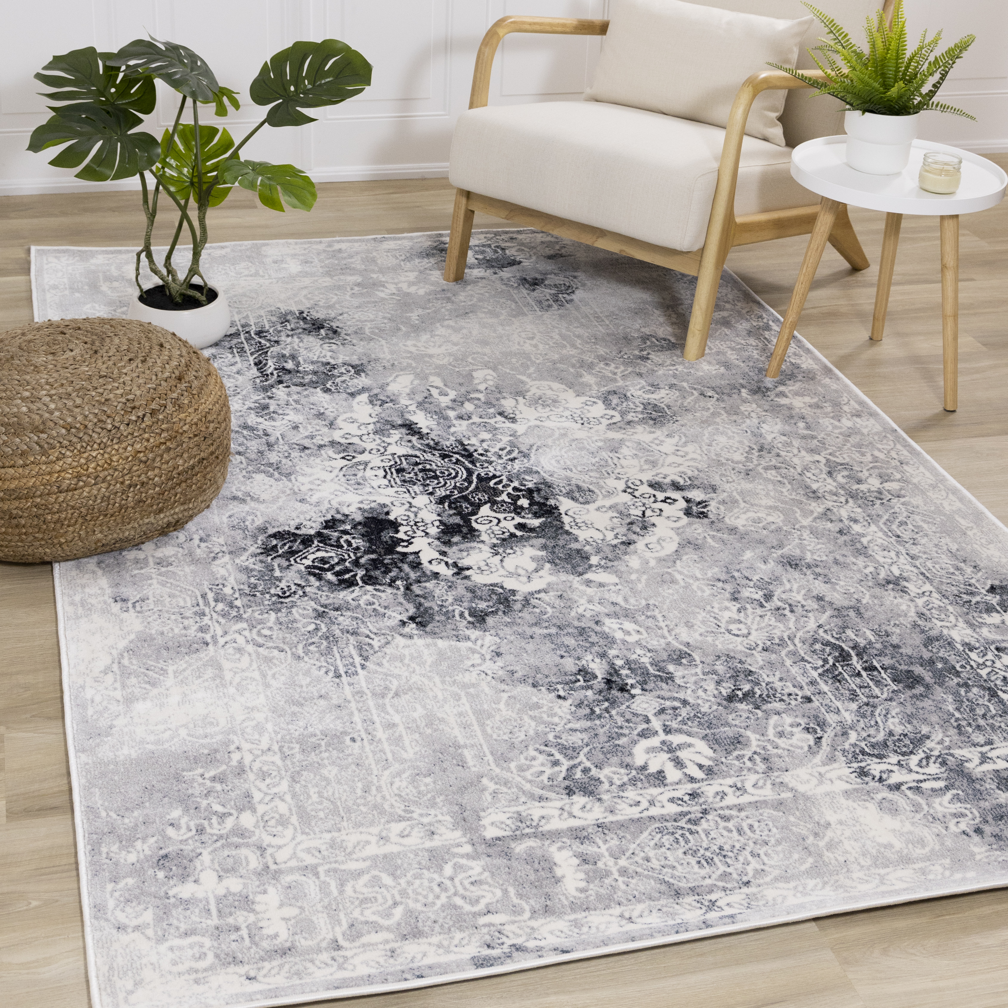 Sidra Blue Grey Chic Transitional Soft Touch Rug, 2'0" x 3'7"