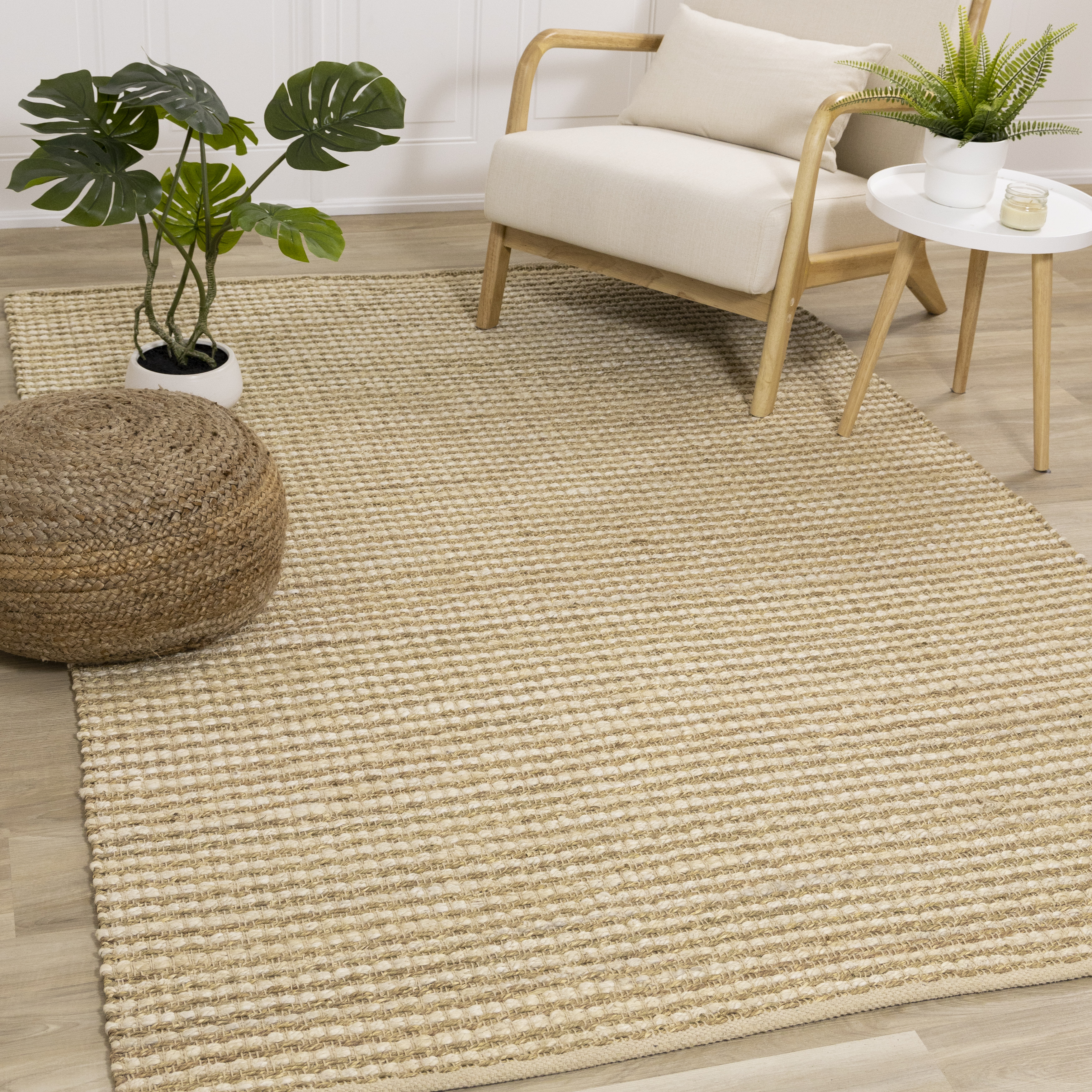 Naturals Beige Intricate Weave Rug, 1'11" x 3'7"