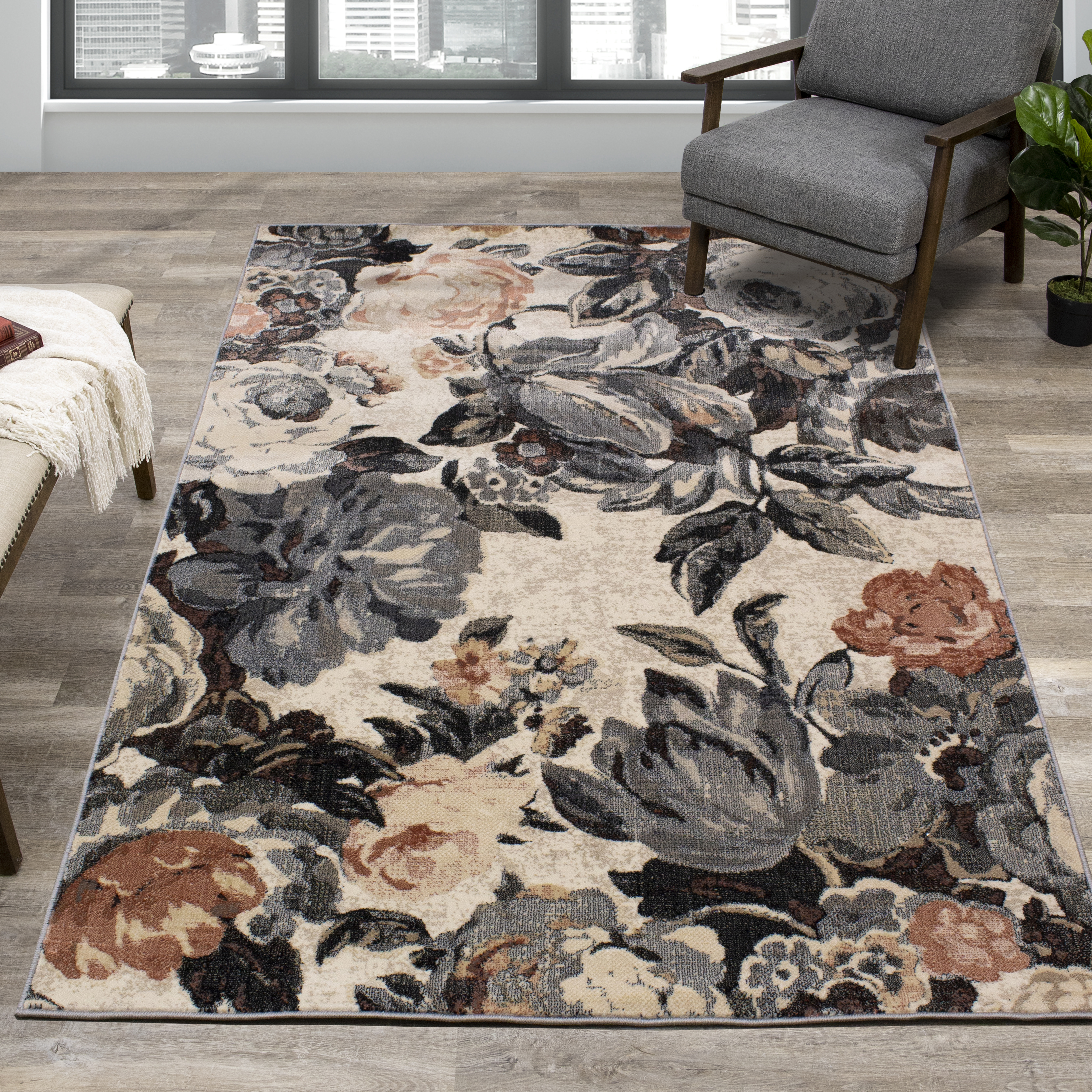 Abbey 33011 Grey Cream Orange 5 x 8