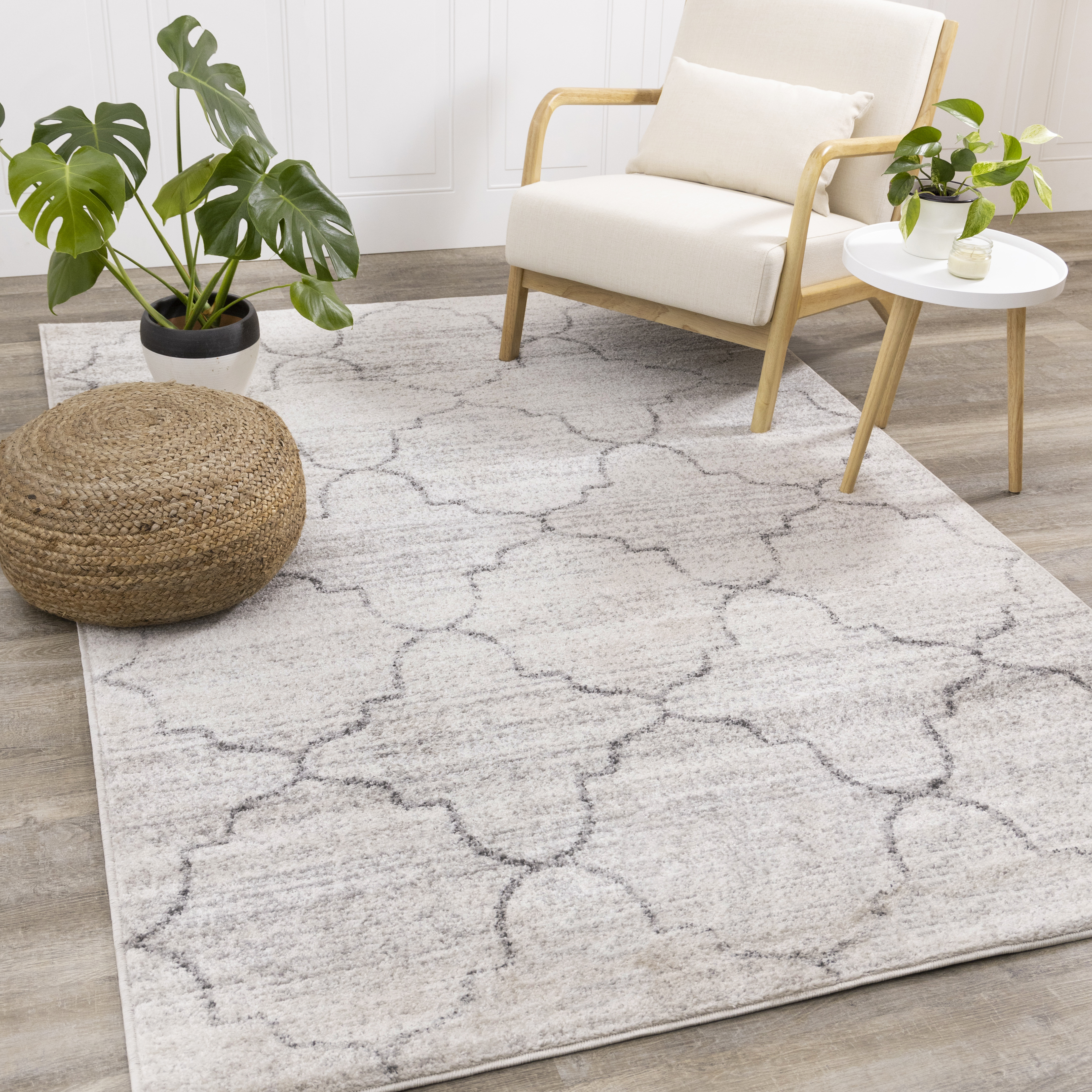 Focus Grey Ogee Rug, 1'11' x 3'7"