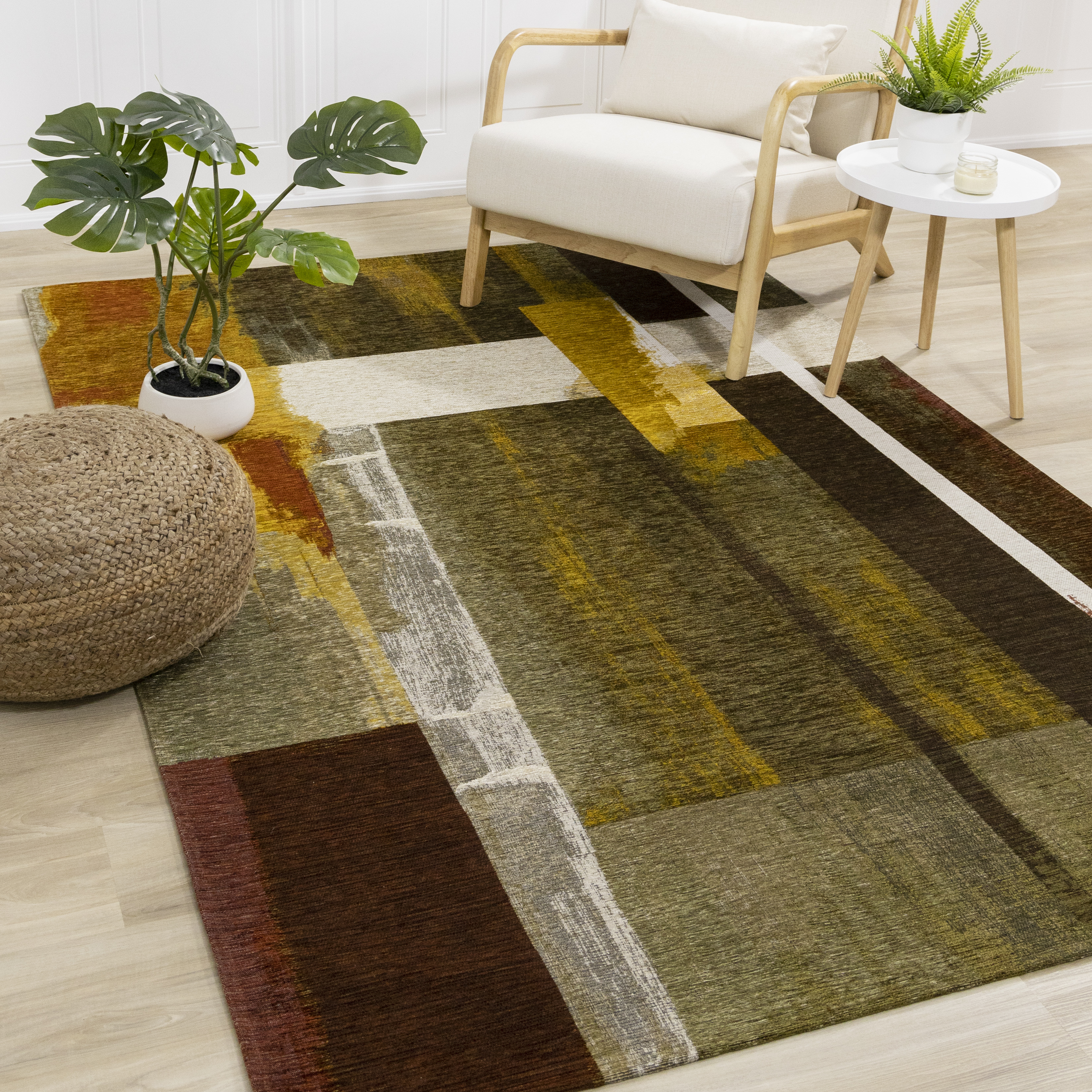 Cathedral Earth Toned Patchwork Rug, 5'1" x 7'7"