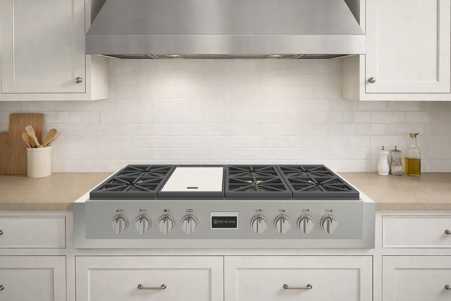 Range top profesional Benessi de 48 pulgadas integrado a la encimera