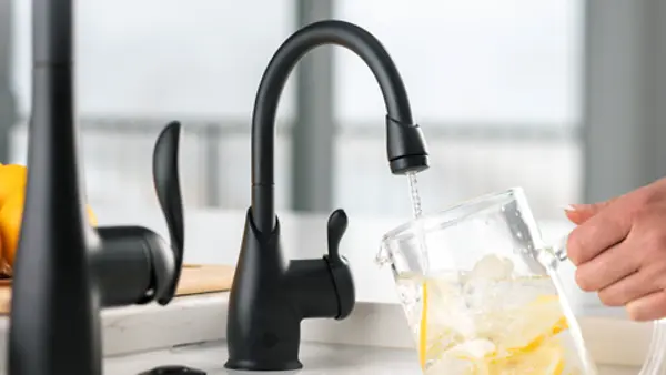 Dispensador de agua caliente instantánea InSinkErator instalado en tarja — grifo dedicado con agua casi hirviendo a 98°C