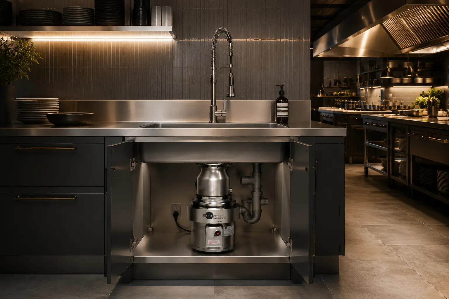 InSinkErator Foodservice — trituradores comerciales SS Series y sistema Waste Xpress para cocinas profesionales y restaurantes