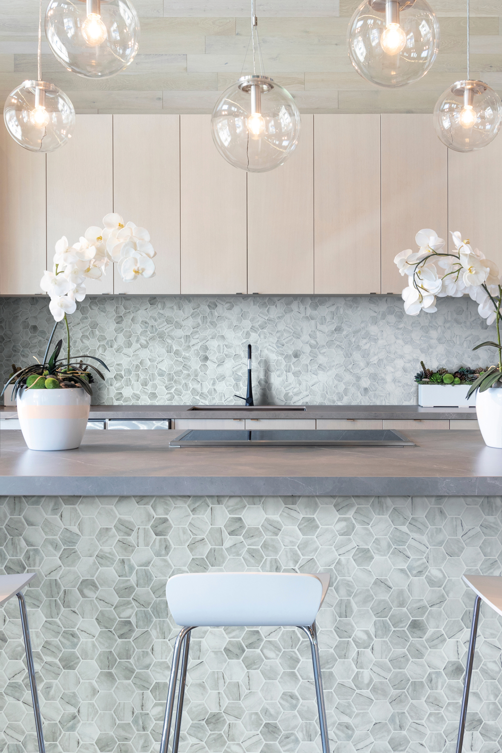 Hex Xl Ecostones Inverno Grey Matte en aplicación arquitectónica