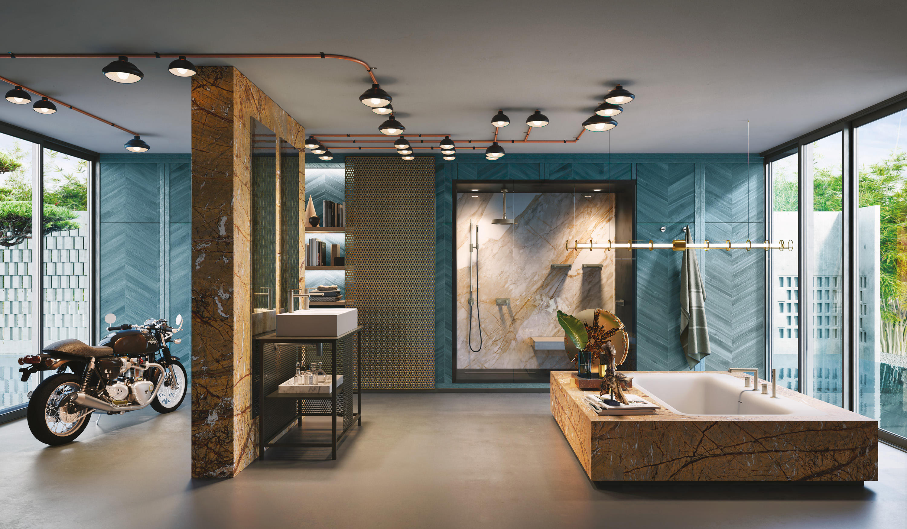 Gessi Ingranaggio — grifería de baño italiana con acabado bruciato, fabricada íntegramente en Serravalle Sesia