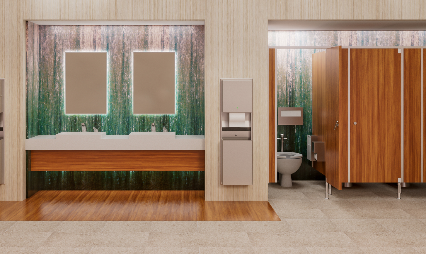 Bobrick ClassicSeries — accesorios para baños comerciales en acero inoxidable con acabado satinado