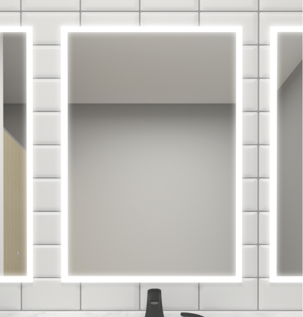 Espejos Bobrick comerciales — Channel Frame, Welded Frame e inclinables Fixed-Position Tilt ADA en acero inoxidable para baños