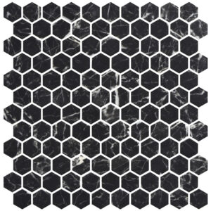 Hex Ecostones Nero Marquina M — superficie de mármol porcelánico