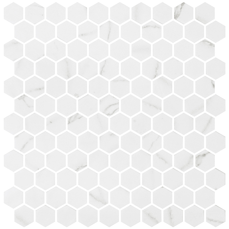 D-hex Ecostones Venato White M en aplicación arquitectónica