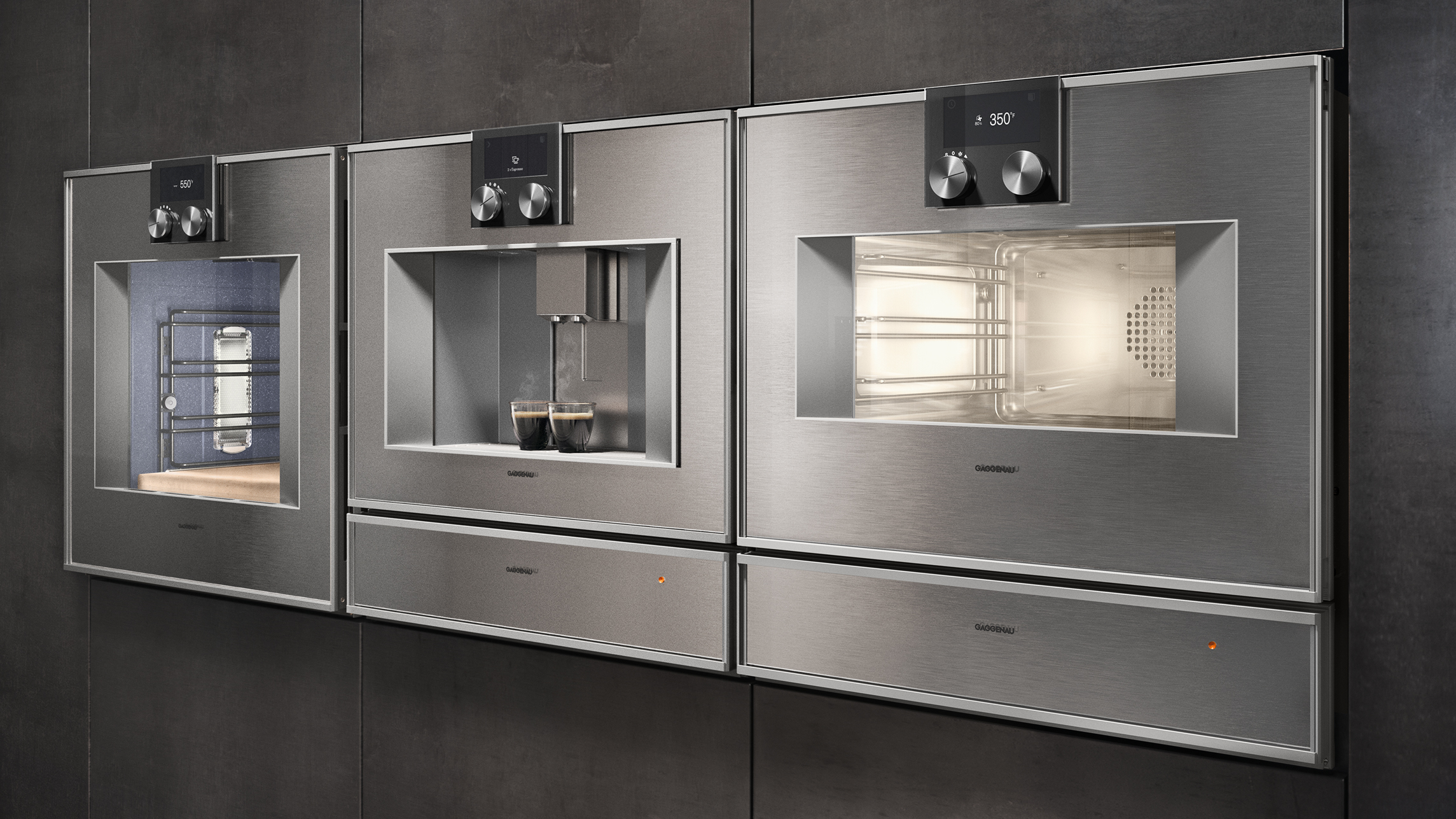 Máquina de café empotrada totalmente automática Gaggenau Serie 400 CM 470, disponible a través de Artexa México