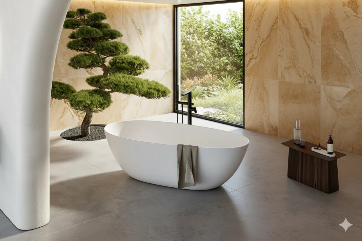 Tina exenta Villeroy & Boch en ambiente de baño contemporáneo