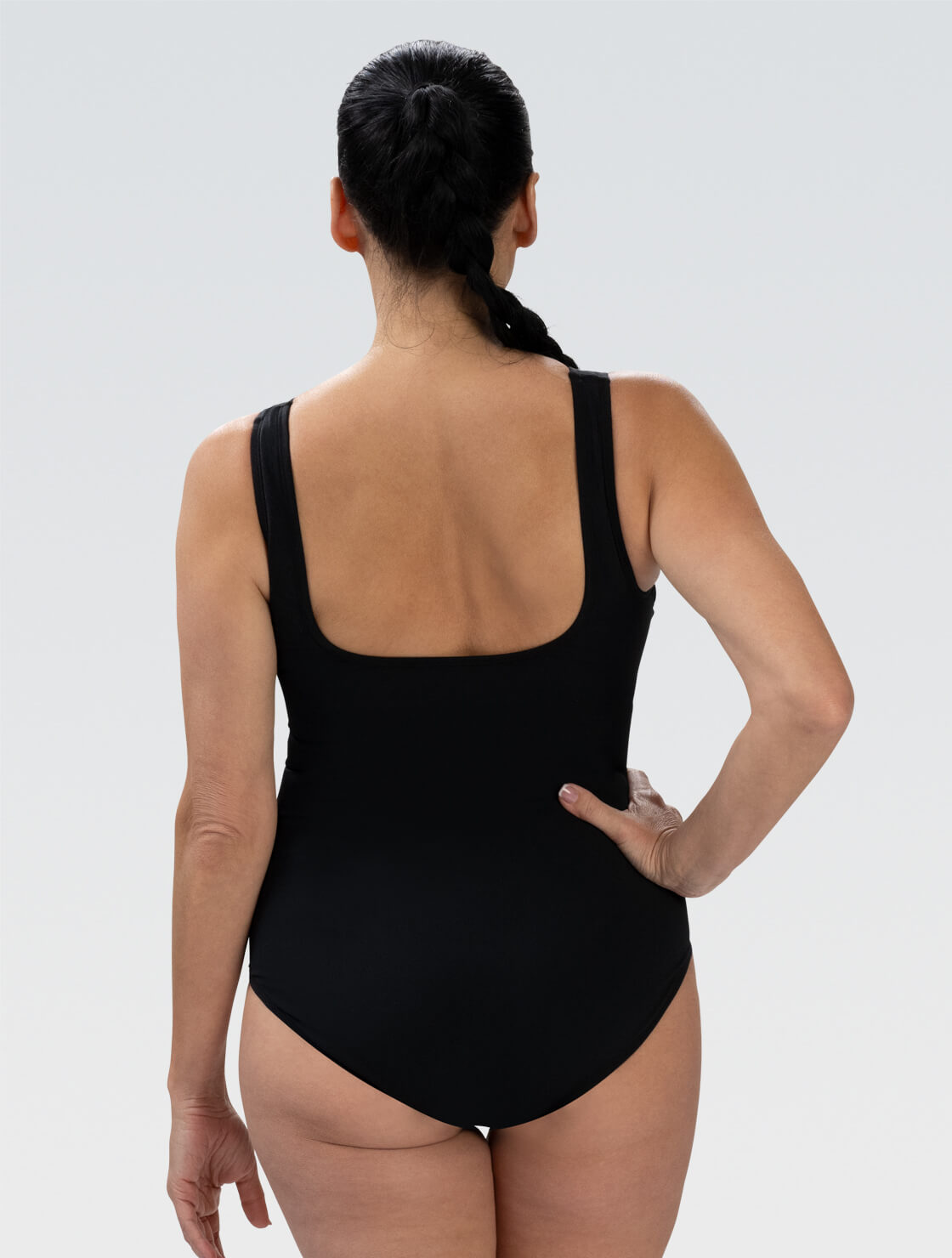 ●depound● Shirring sleeveless one piece ivory DP2435OP006M Women's Aquashape Black Moderate Square Neck One Piece