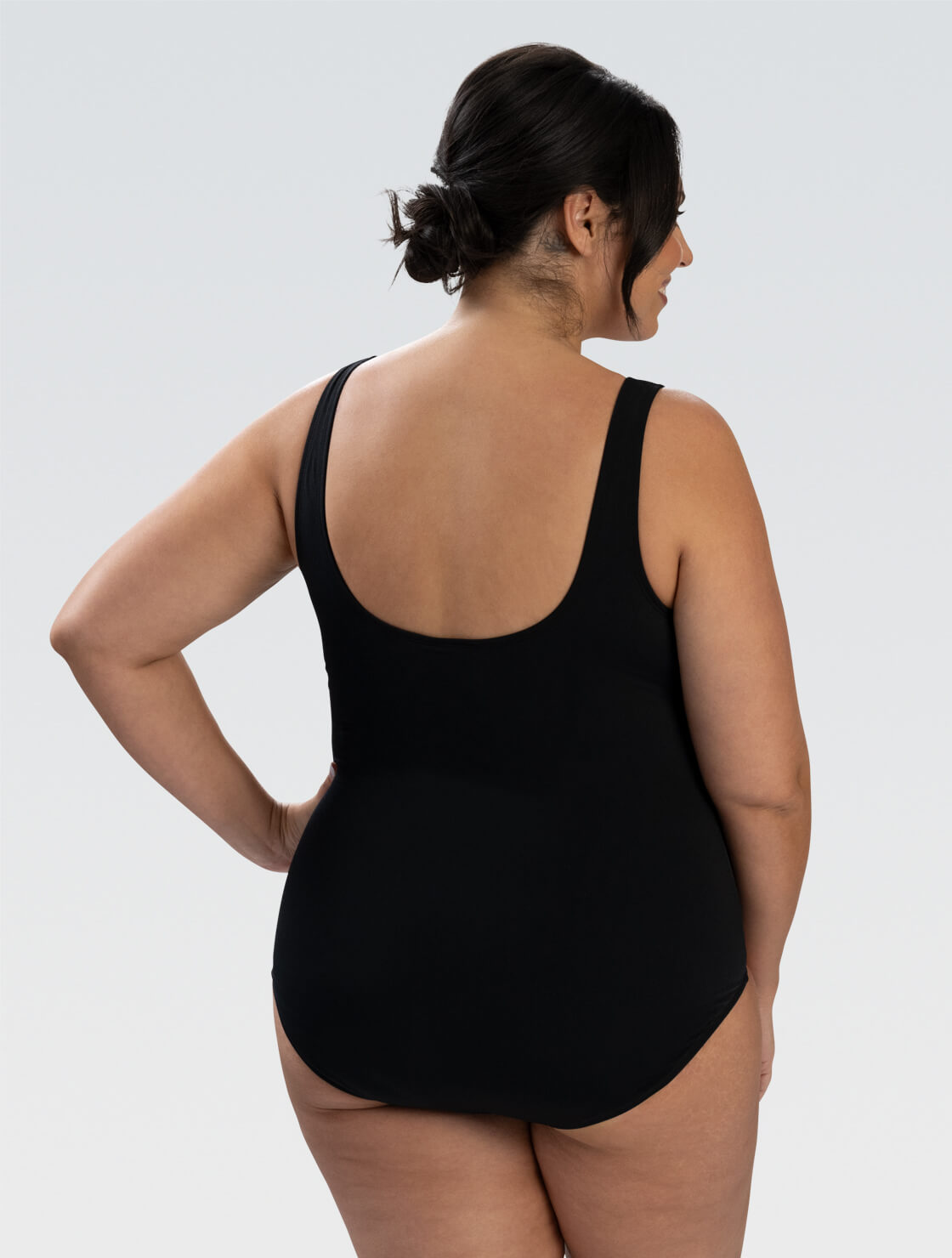 Women's Aquashape Black Moderate Scoop Back One Piece Suit
