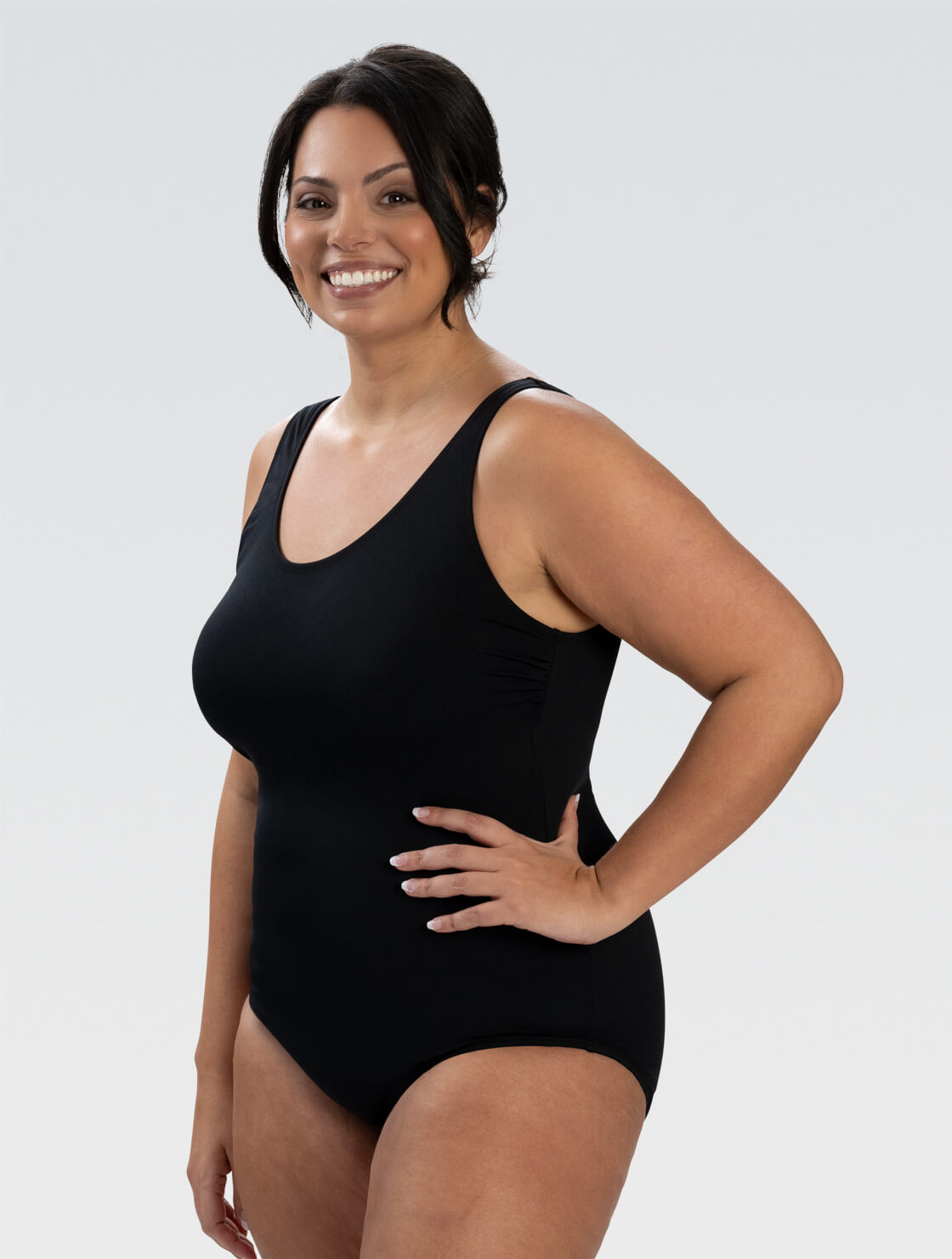 Women's Aquashape Black Moderate Scoop Back One Piece Suit