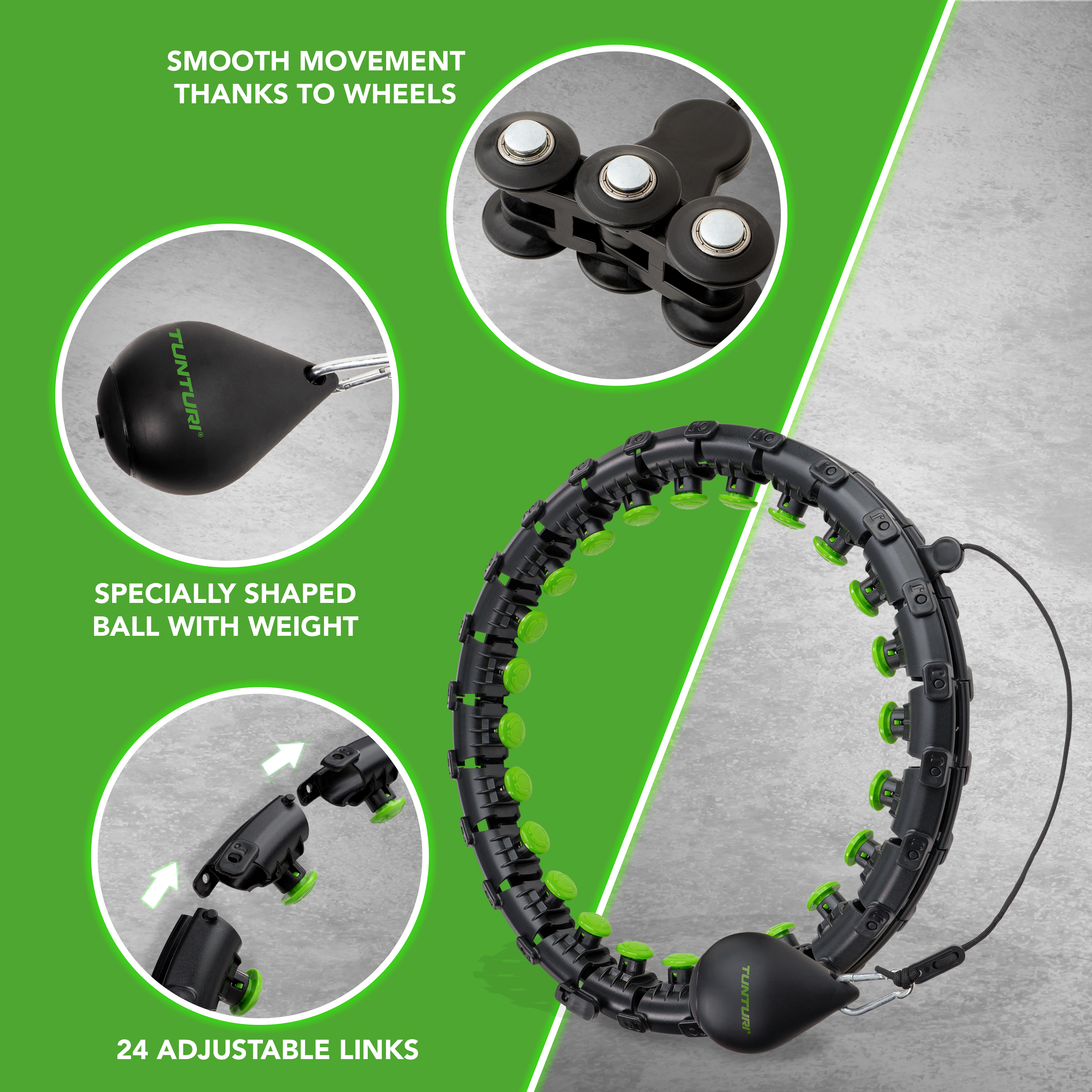 Adjustable Hula Hoop including weight Fitness Hula Hoop Standard Tunturi New Fitness B.V