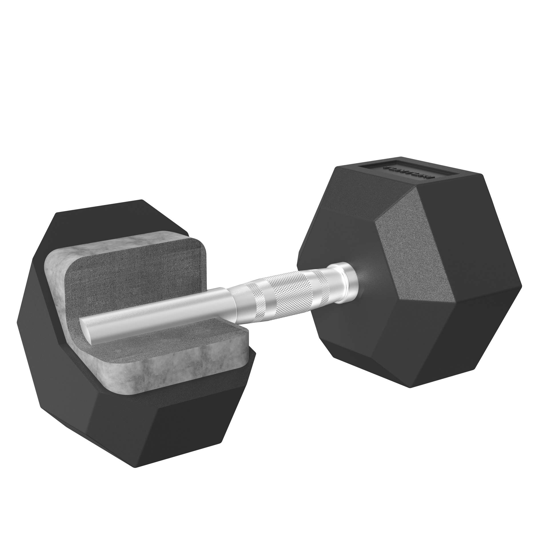 Platinum Hex Rubber Dumbbell, 2,5 30 kg set Dumbbell Rack