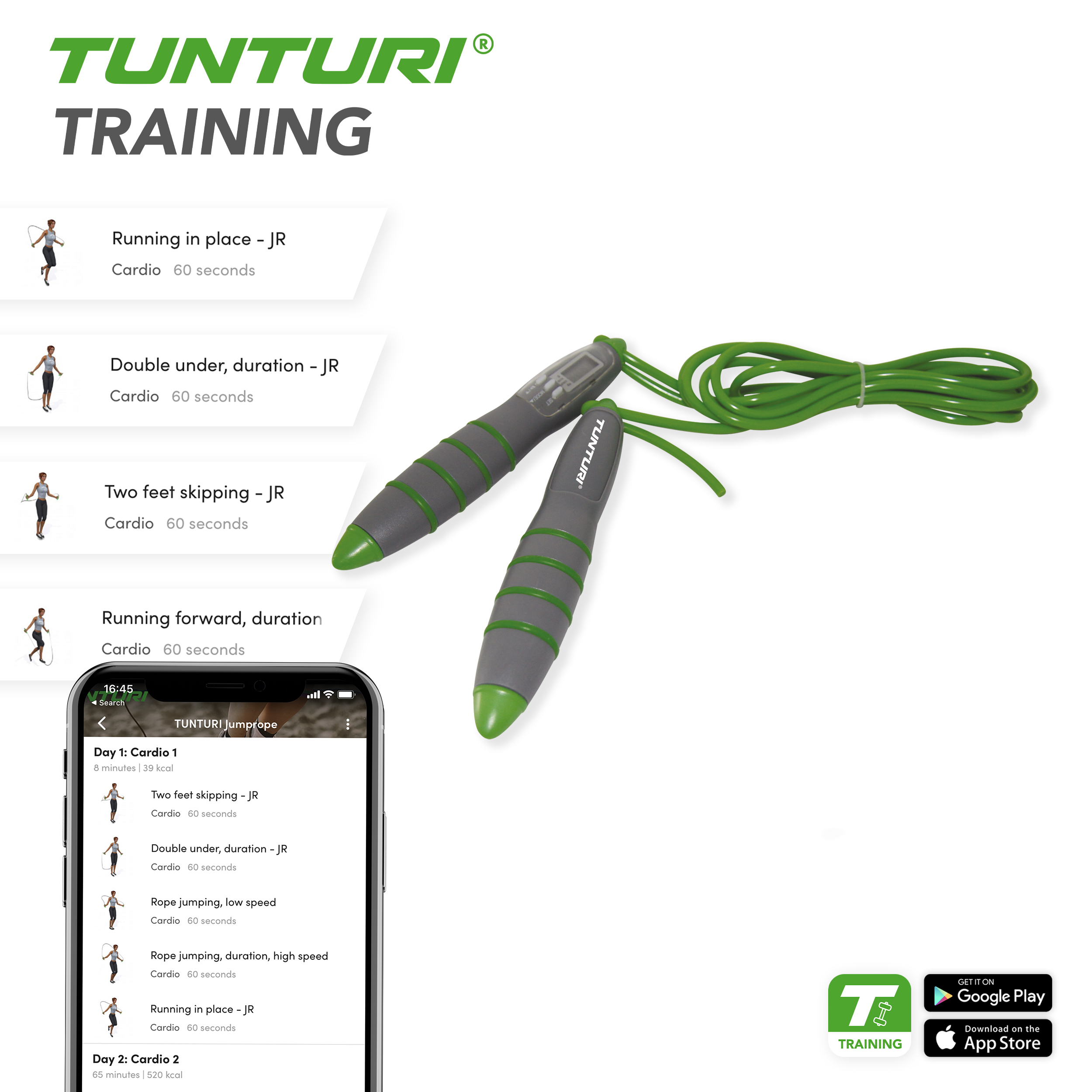 Calorie Counter Jump Rope Tunturi Digital Skipping Rope With LCD ...