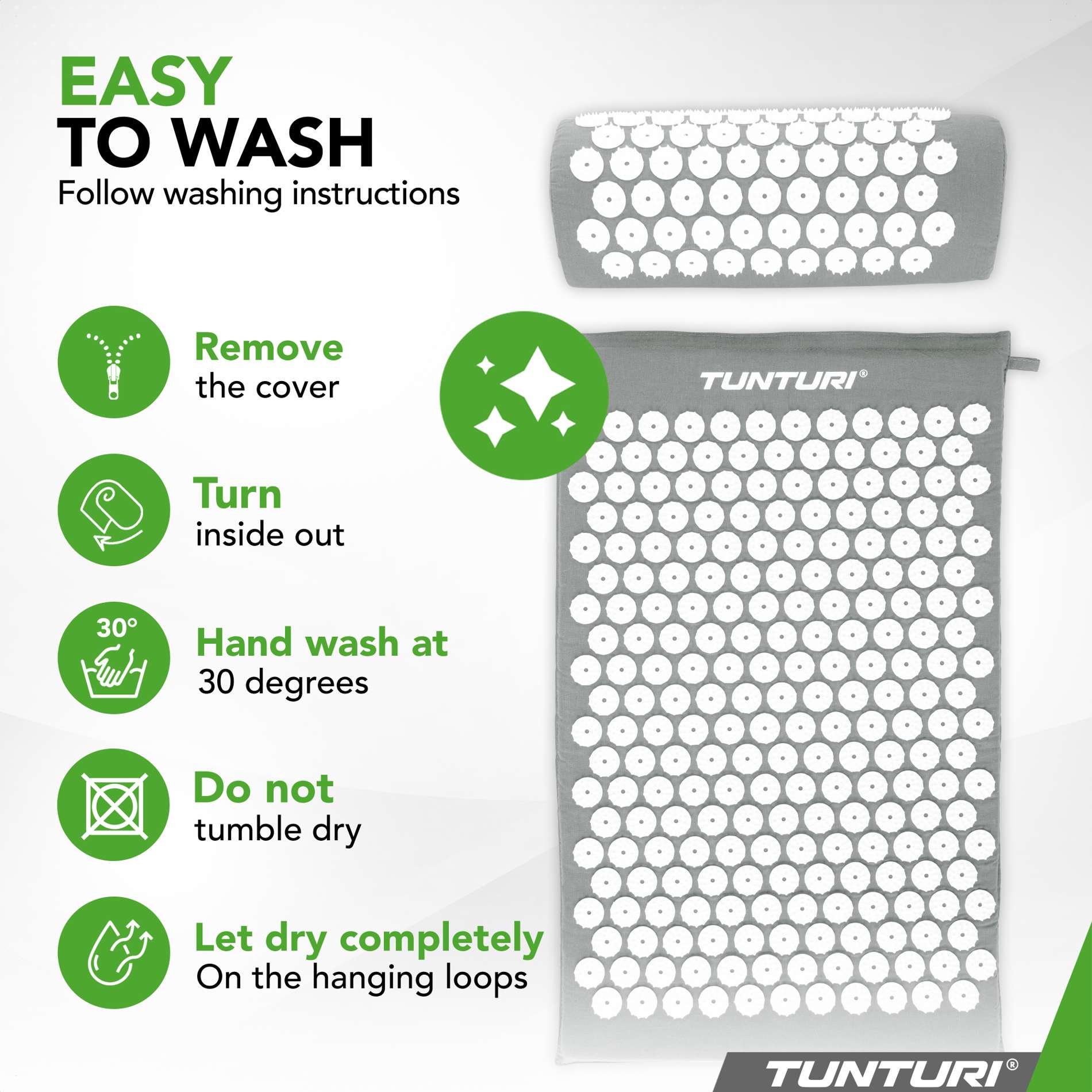 Acupressure Mat And Pillow Grey Tunturi New Fitness