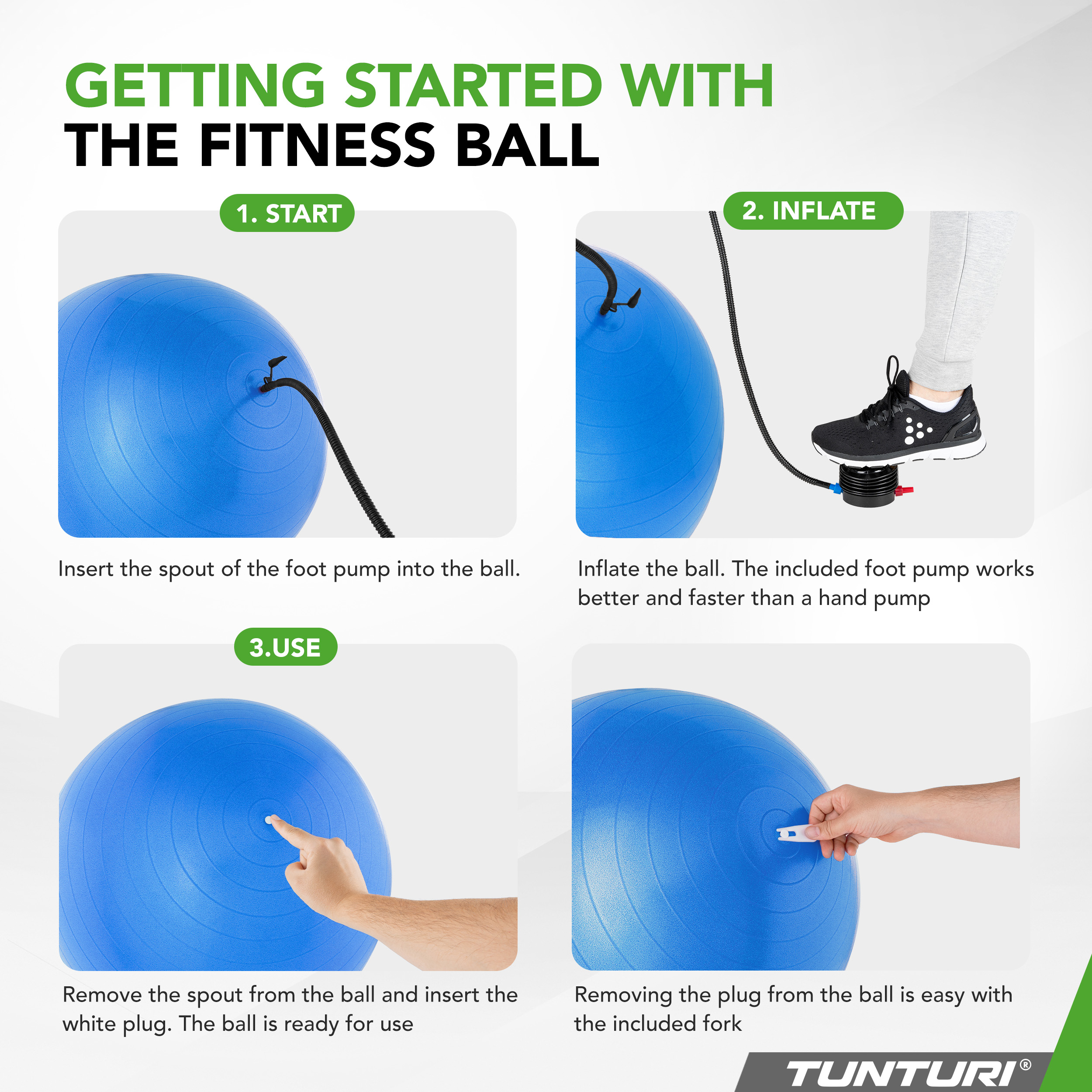 Gymball Yoga Ball Pilates Ball Fitness Ball With Pump Blue Tunturi New Fitness B.V