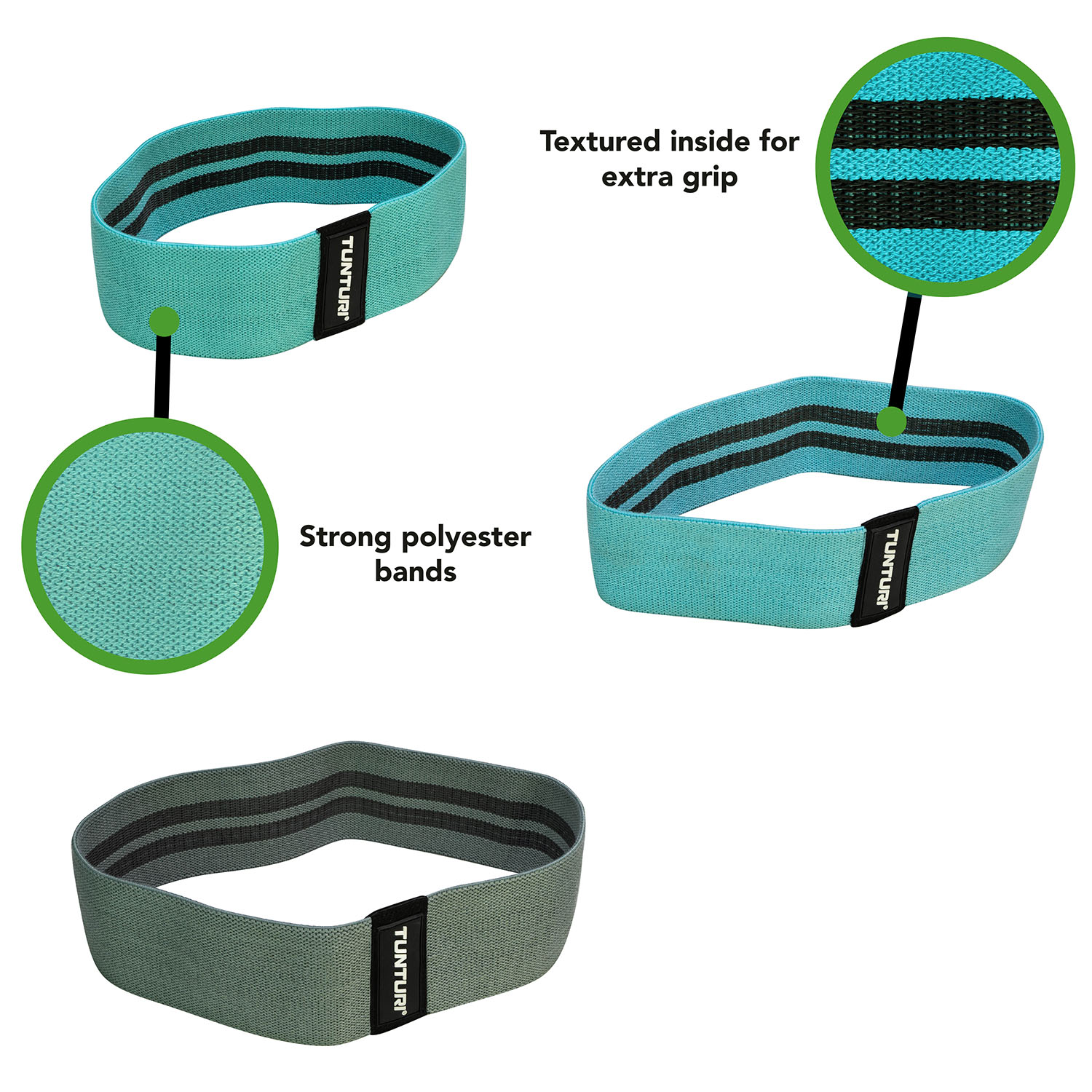 Textile Resistance Booty bands fabric set exercise bands 3 pieces Tunturi New Fitness B.V
