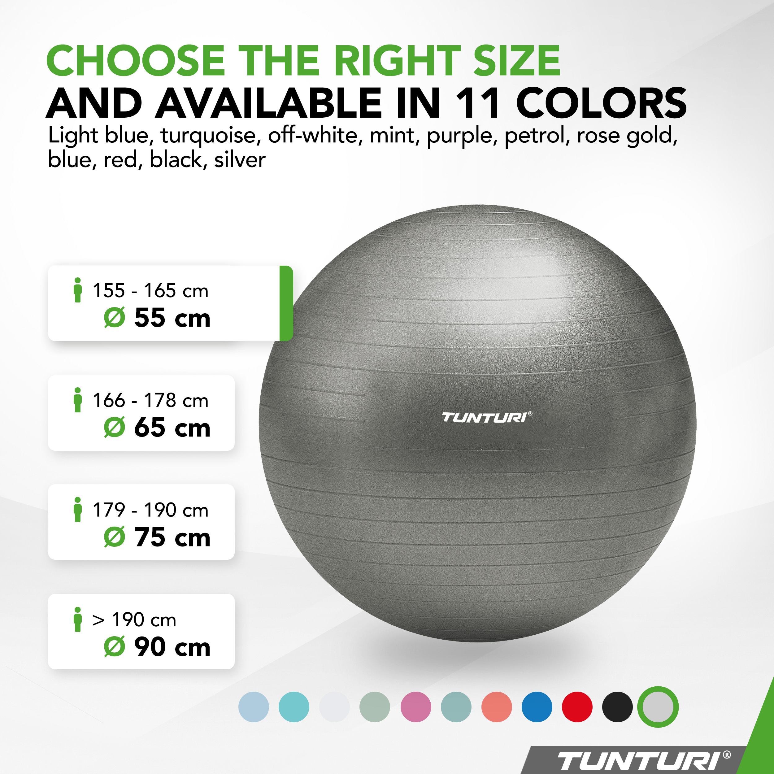 Gymball Yoga Ball Pilates Ball Fitness Ball With Pump Silver Tunturi New Fitness B.V