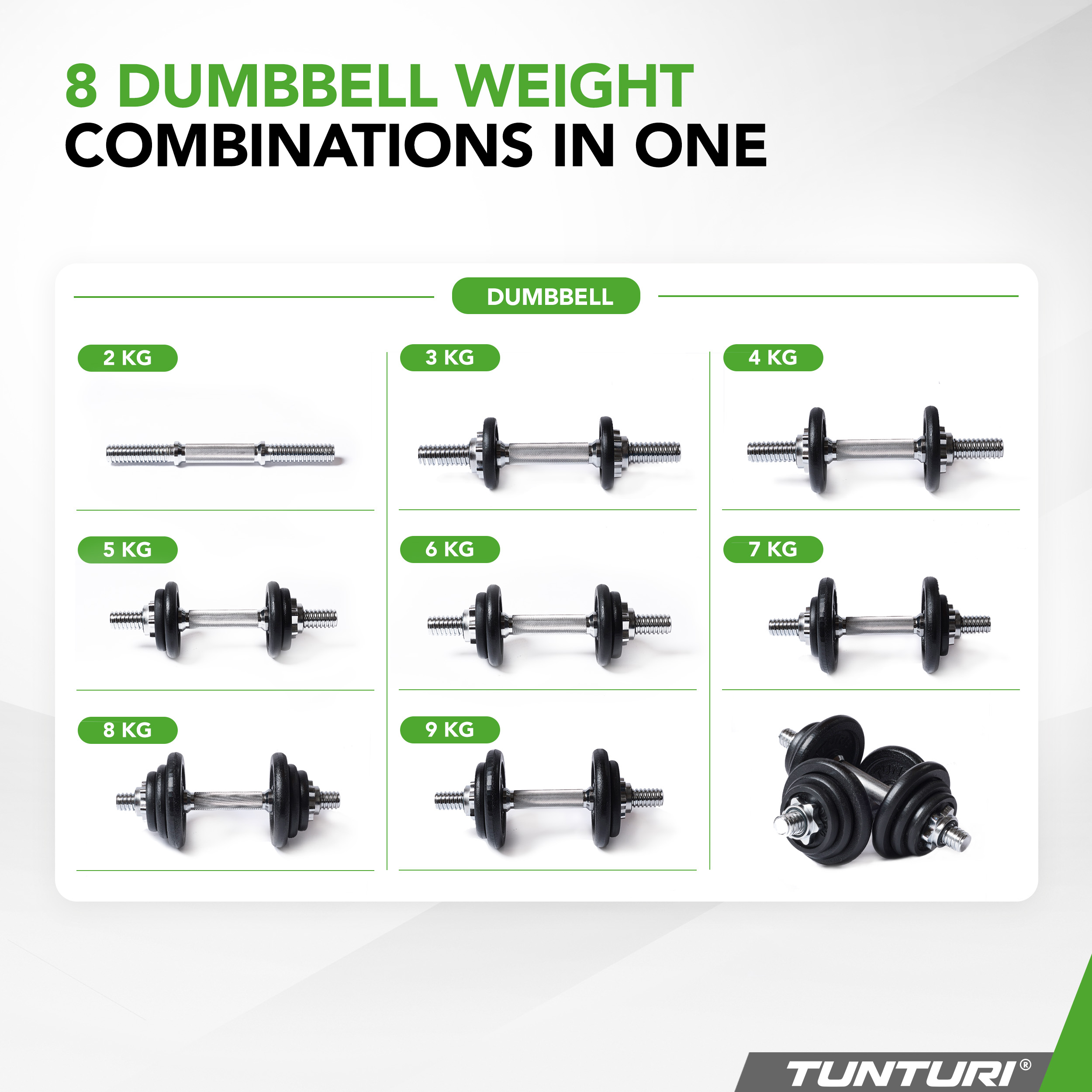Barbell Dumbbell set 20kg Iron Tunturi New Fitness B.V