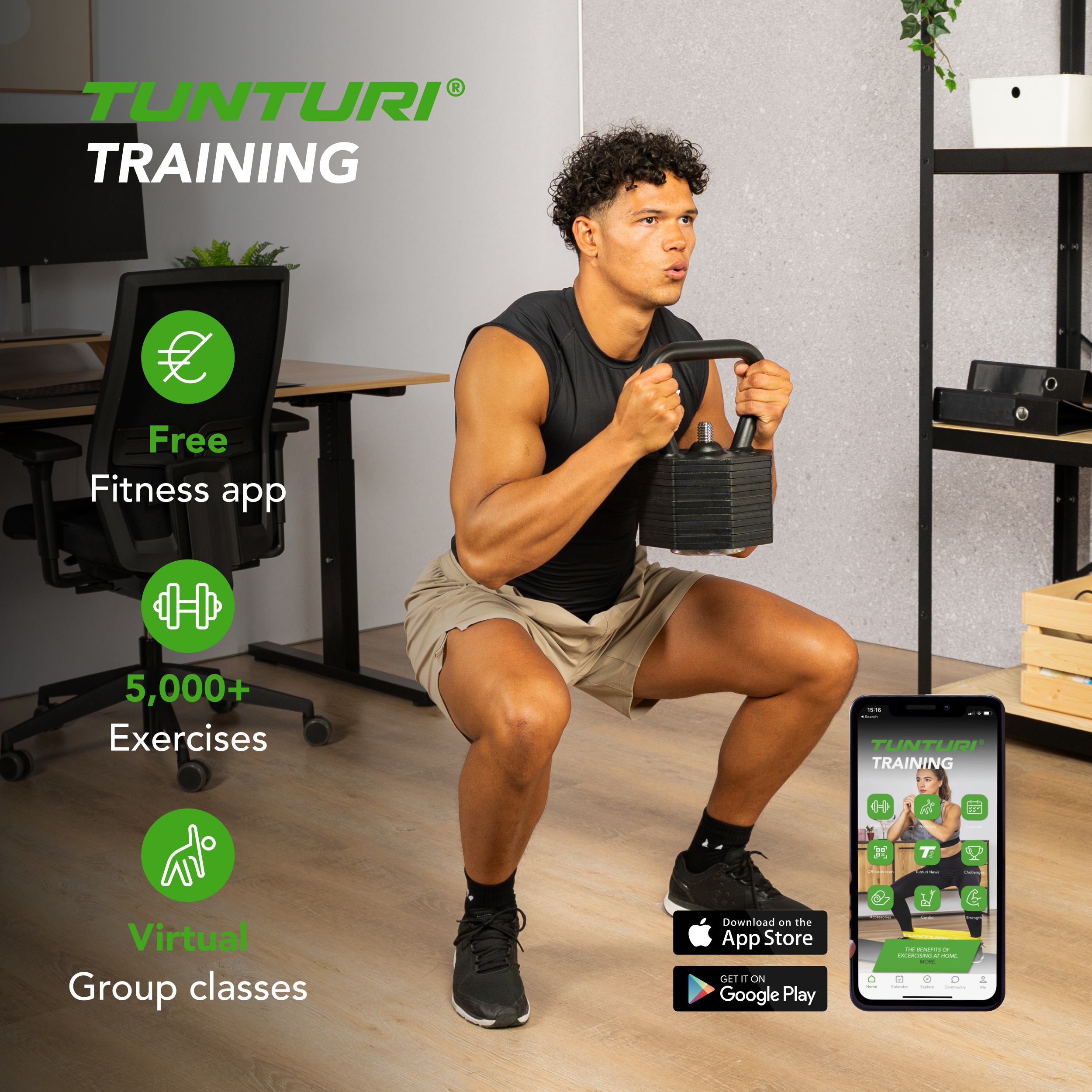 Tunturi Rapid Adjustable Kettlebell, 28kg Tunturi New Fitness