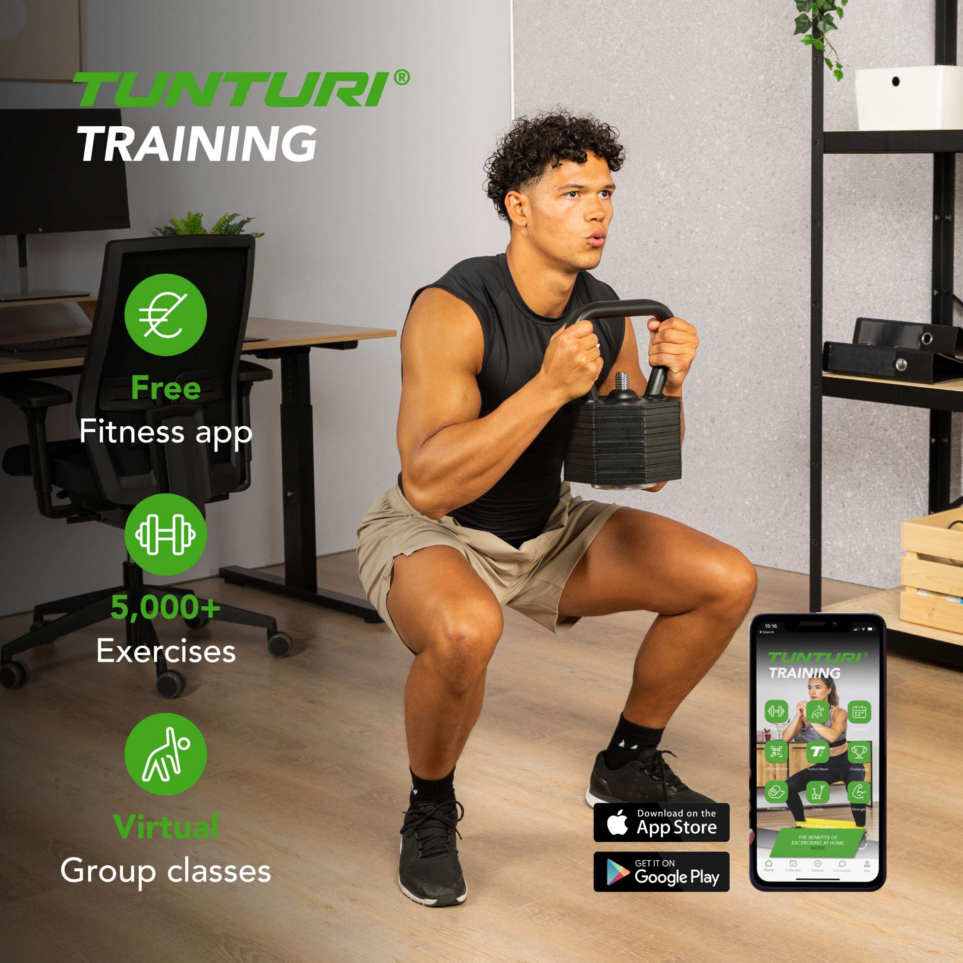 Tunturi Rapid Adjustable Kettlebell, 28kg Tunturi New Fitness